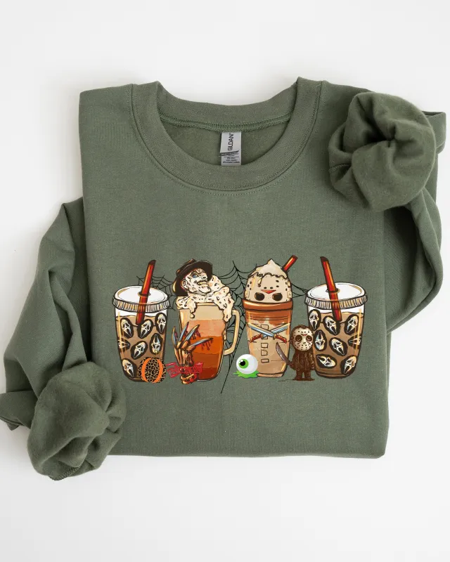 Halloween Coffee, Skeleton, Ghost, Witch, Skull, Spooky, Aesthetic, Meme, Halloween, Costume Sweatshirt sold by Refinery Number One