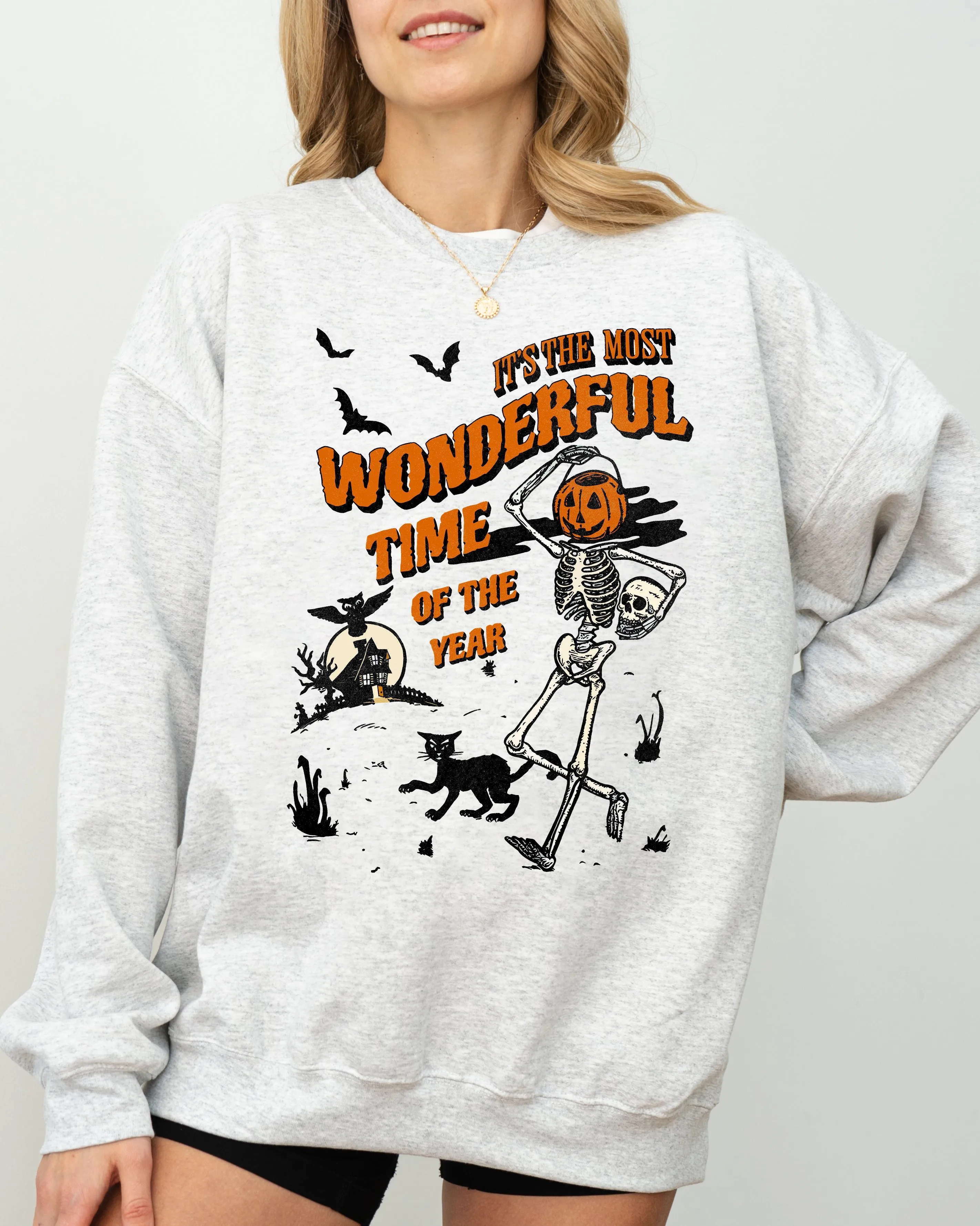 It's The Most Wonderful Time Of The Year, Skeleton, Witch, Skull, Spooky, Aesthetic, Meme, Halloween, Costume Sweatshirt sold by Refinery Number One product image thumbnail 2