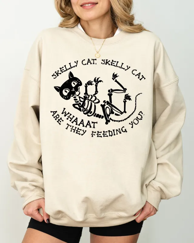 Skelly Cat, Skeleton, Ghost, Witch, Skull, Spooky, Aesthetic, Meme, Halloween, Costume Sweatshirt sold by Refinery Number One