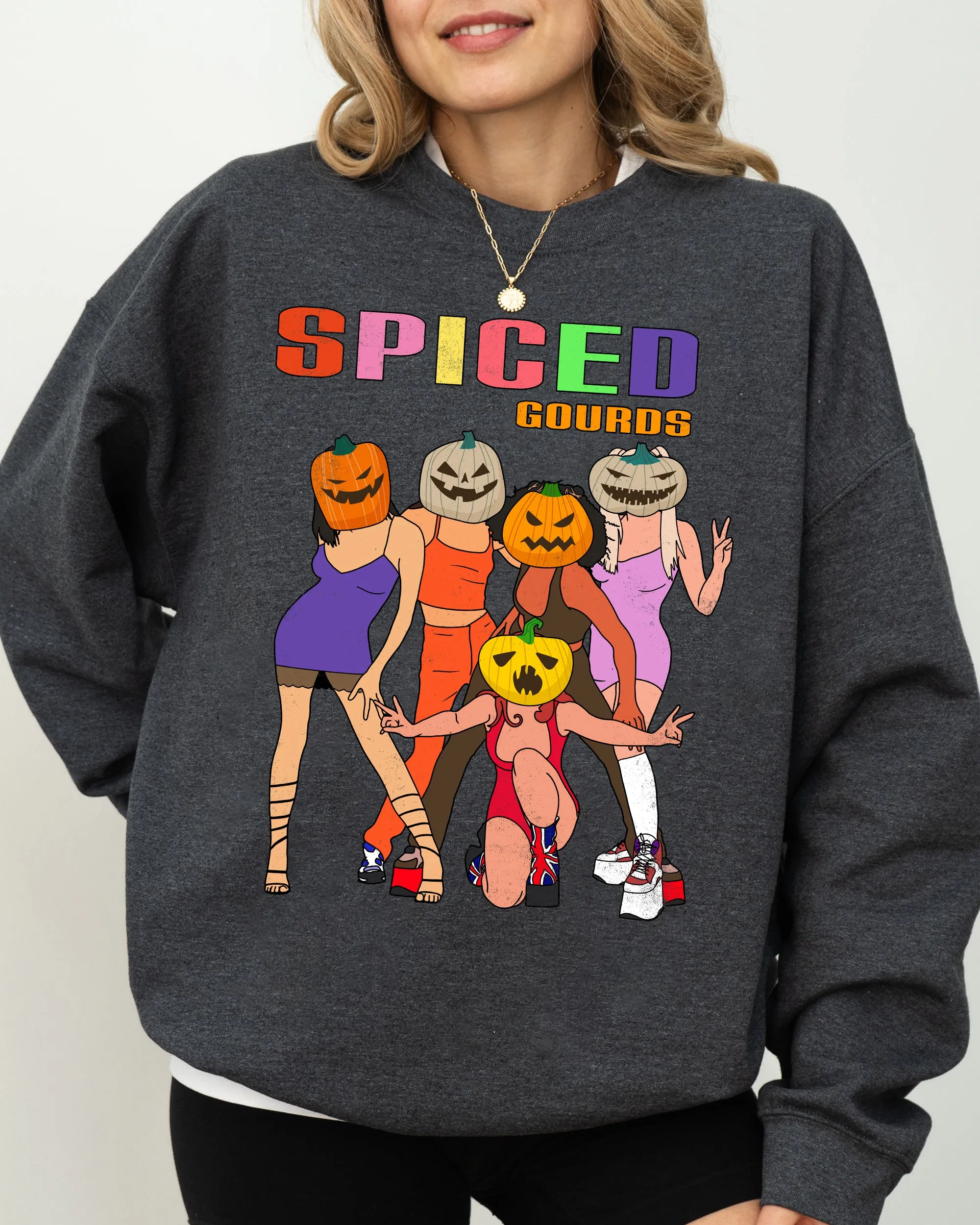 Spiced Gourds, Skeleton, Ghost, Witch, Skull, Spooky, Aesthetic, Meme, Halloween, Costume Sweatshirt sold by Refinery Number One product image thumbnail 5