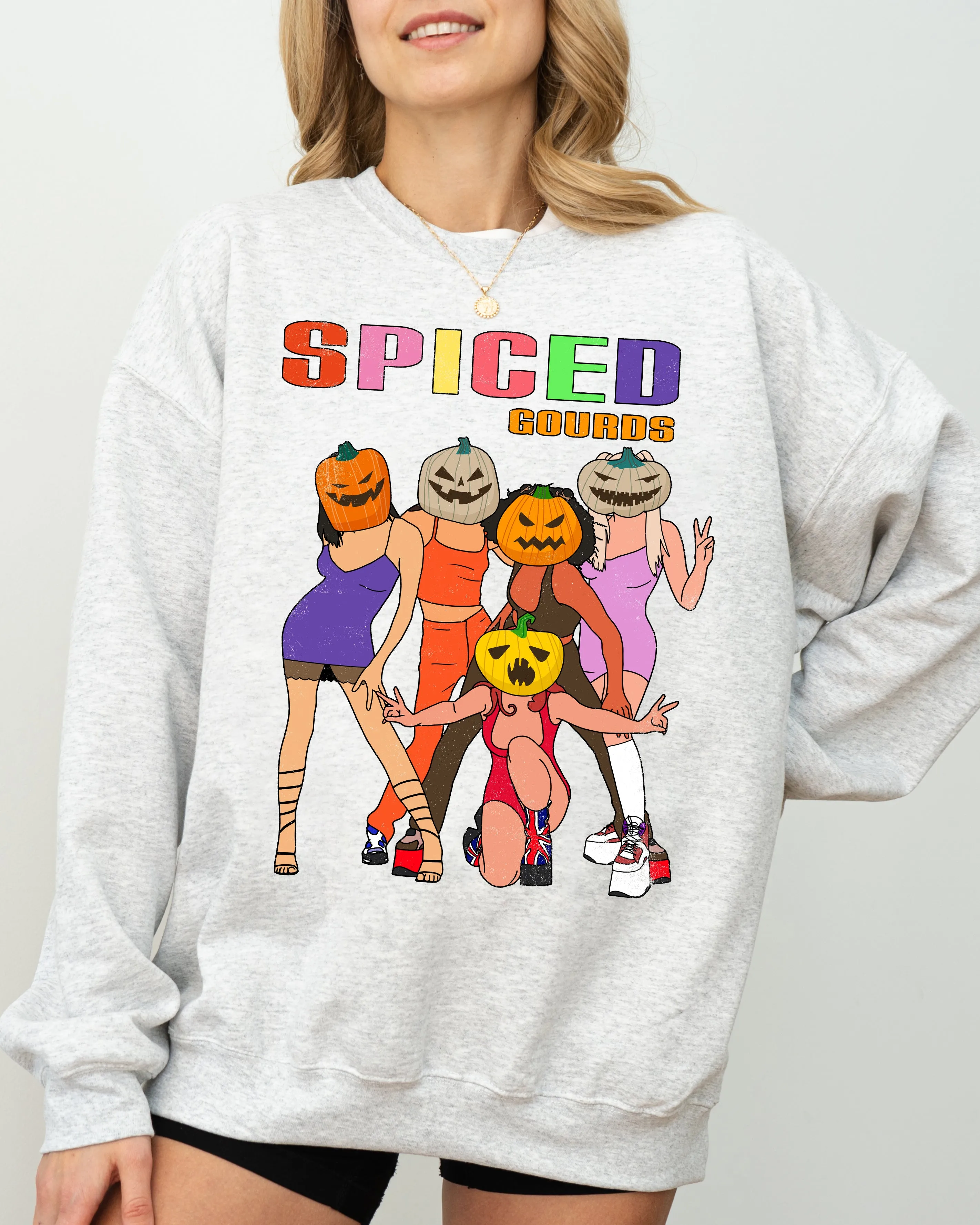 Spiced Gourds, Skeleton, Ghost, Witch, Skull, Spooky, Aesthetic, Meme, Halloween, Costume Sweatshirt sold by Refinery Number One product image thumbnail 2