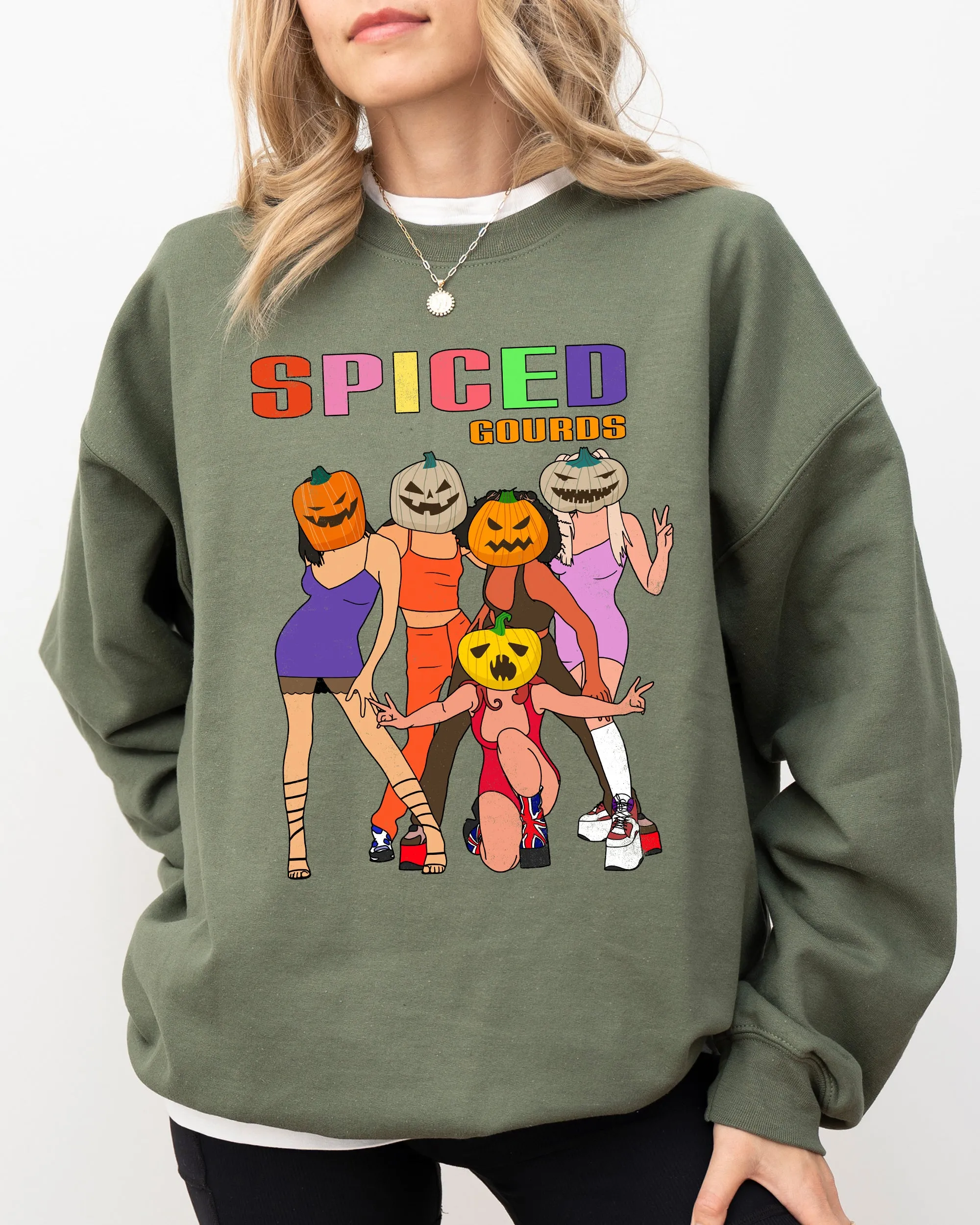 Spiced Gourds, Skeleton, Ghost, Witch, Skull, Spooky, Aesthetic, Meme, Halloween, Costume Sweatshirt sold by Refinery Number One product image thumbnail 4