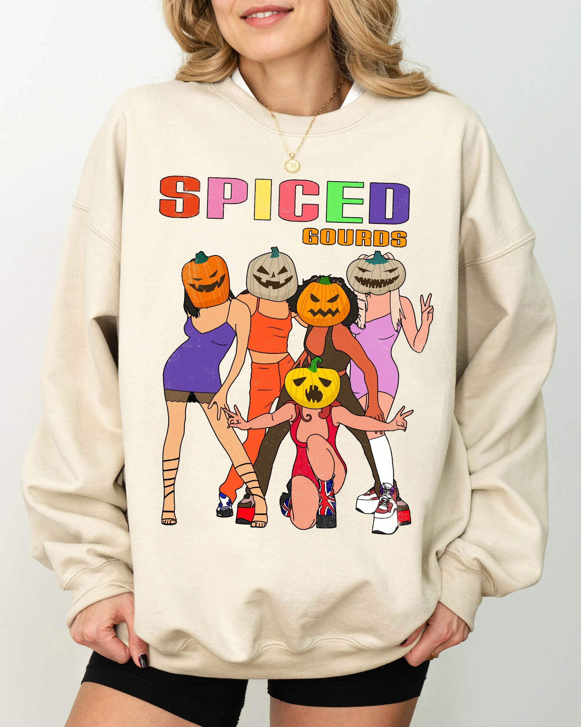 Spiced Gourds, Skeleton, Ghost, Witch, Skull, Spooky, Aesthetic, Meme, Halloween, Costume Sweatshirt sold by Refinery Number One