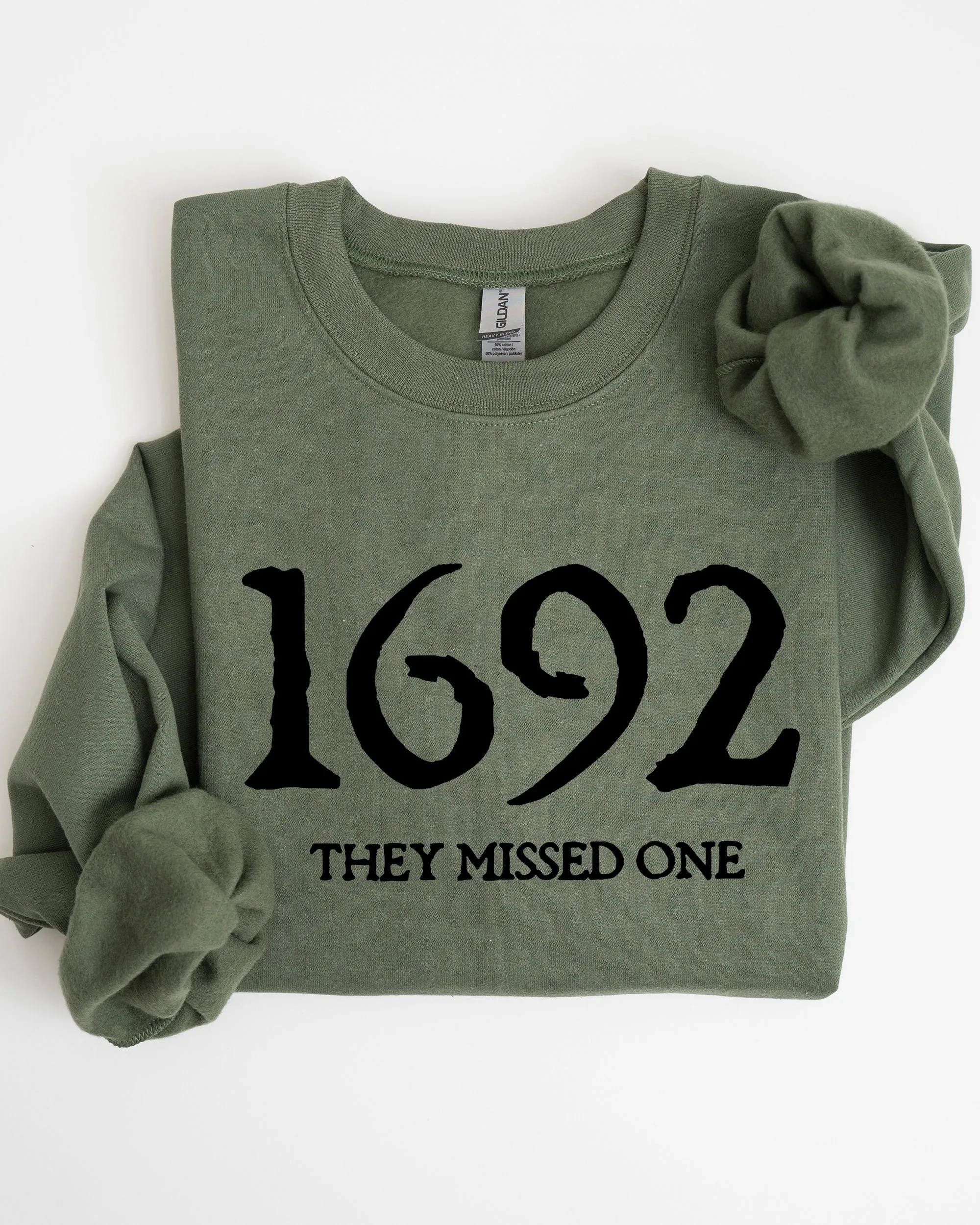 1692, They Missed One, Skeleton, Ghost, Witch, Skull, Spooky, Aesthetic, Meme, Halloween, Costume Sweatshirt sold by Refinery Number One product image thumbnail 3