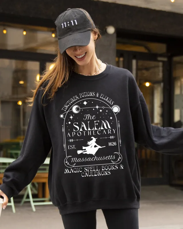 The Salem Apothecary, Spooky, Skeleton, Ghost, Witch, Skull, Aesthetic, Meme, Halloween, Costume Sweatshirt sold by Refinery Number One