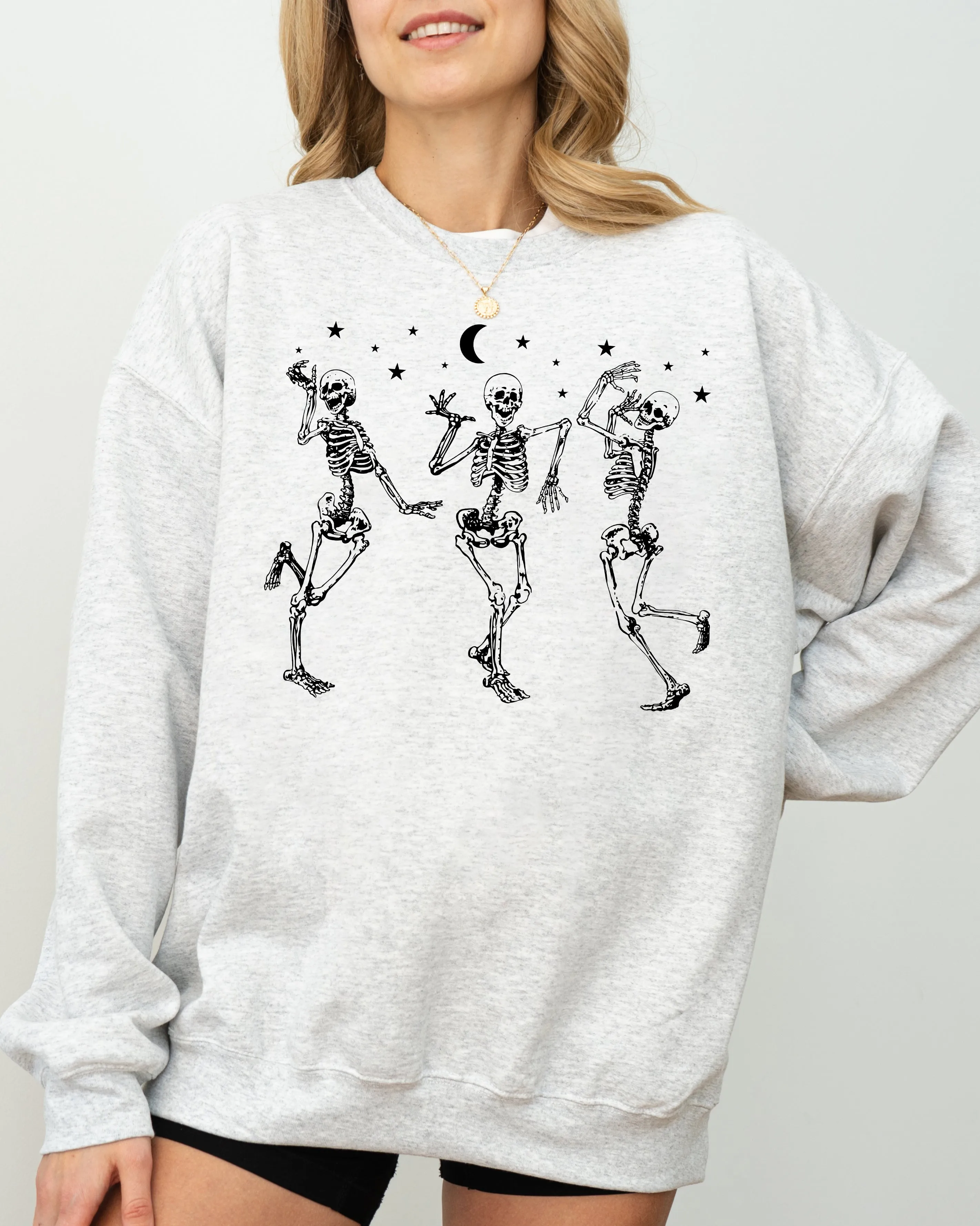 Dancing Skeletons, Stars, Spooky, Ghost, Witch, Skull, Aesthetic, Meme, Halloween, Costume Sweatshirt sold by Refinery Number One product image thumbnail 3