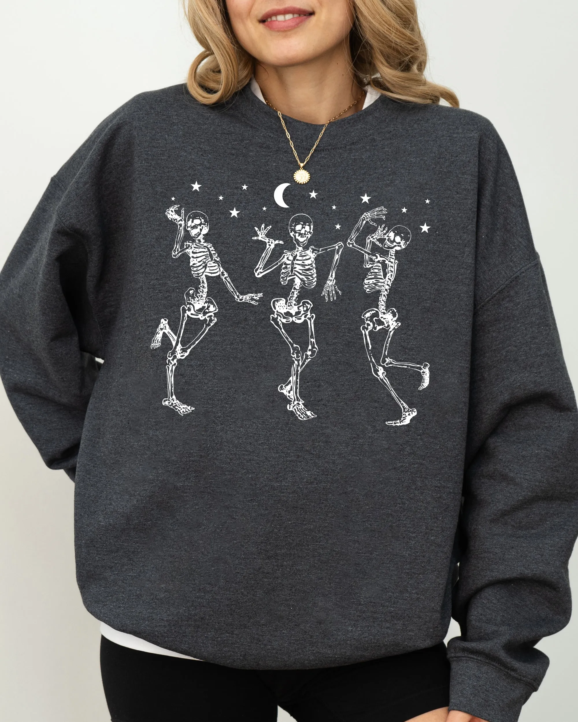 Dancing Skeletons, Stars, Spooky, Ghost, Witch, Skull, Aesthetic, Meme, Halloween, Costume Sweatshirt sold by Refinery Number One product image thumbnail 5