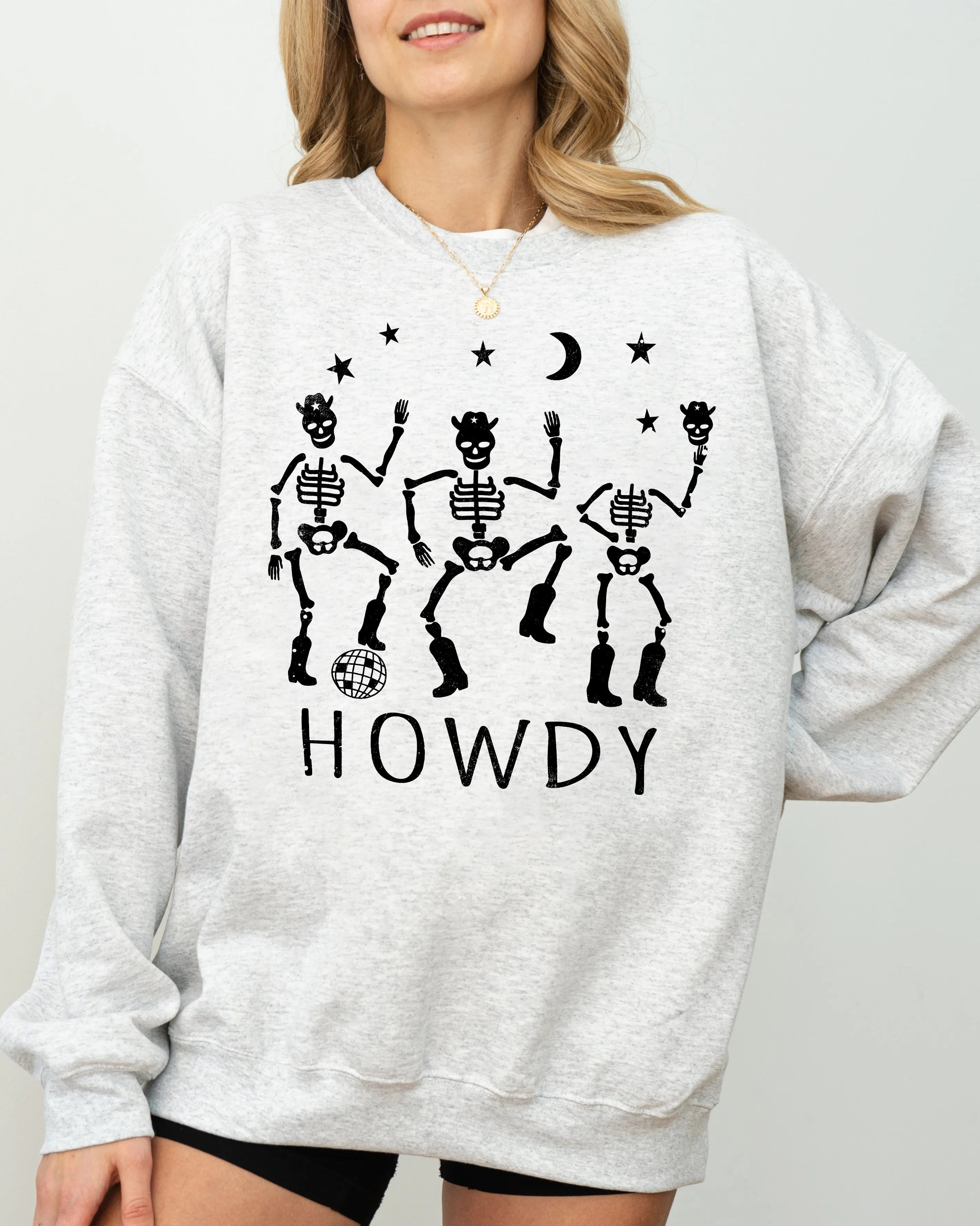 Dancing Skeletons, Howdy, Spooky, Ghost, Witch, Skull, Aesthetic, Meme, Halloween, Costume Sweatshirt sold by Refinery Number One product image thumbnail 4
