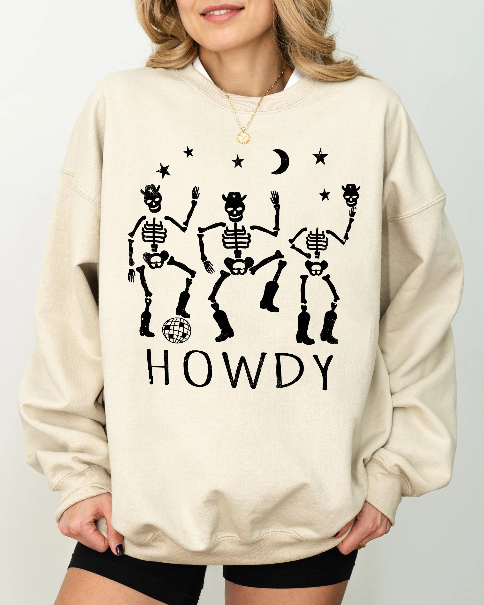 Dancing Skeletons, Howdy, Spooky, Ghost, Witch, Skull, Aesthetic, Meme, Halloween, Costume Sweatshirt sold by Refinery Number One product image thumbnail 2