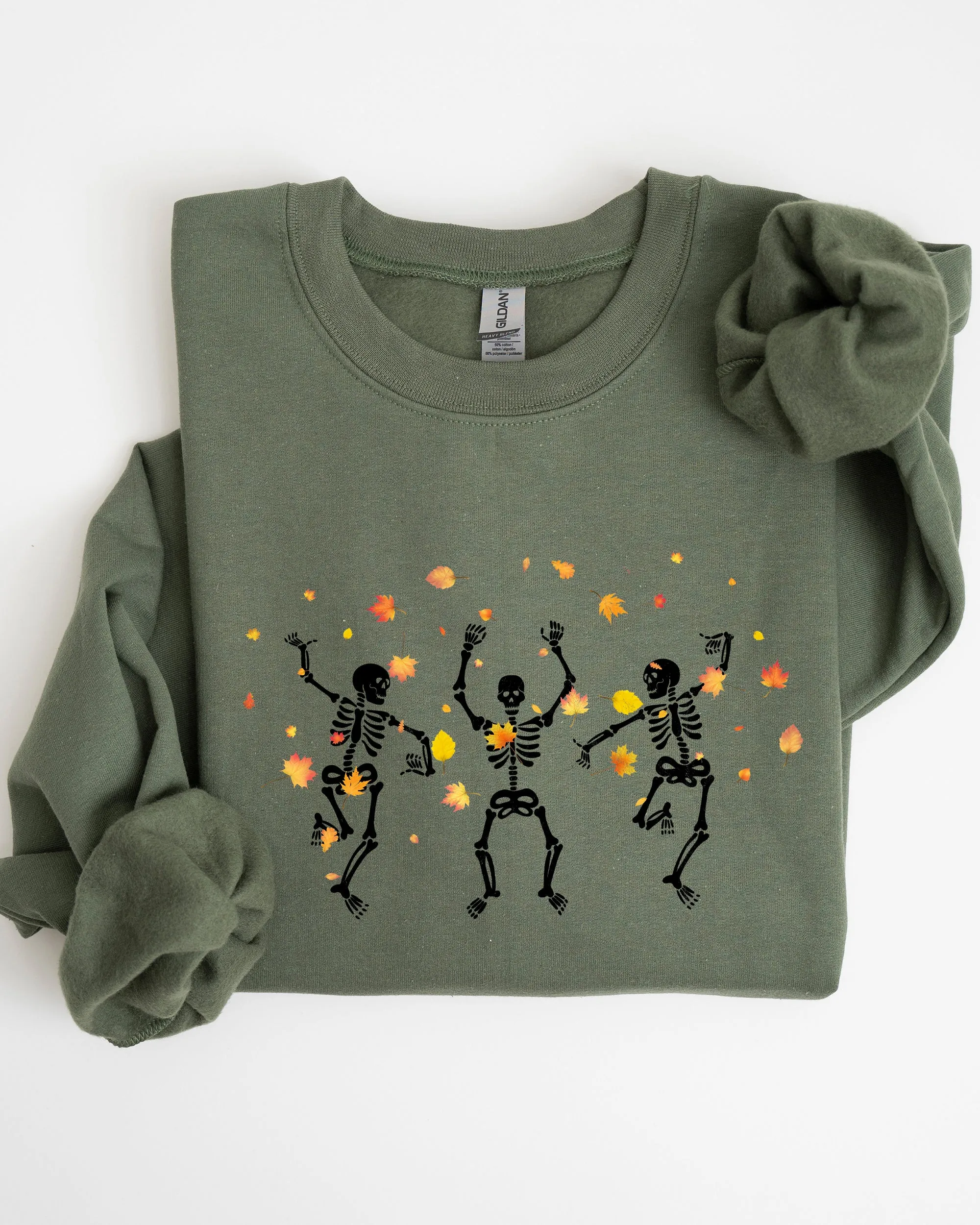 Fall Leaves Dancing, Skeletons, Ghost, Witch, Skull, Aesthetic, Meme, Halloween, Costume Sweatshirt sold by Refinery Number One product image thumbnail 2