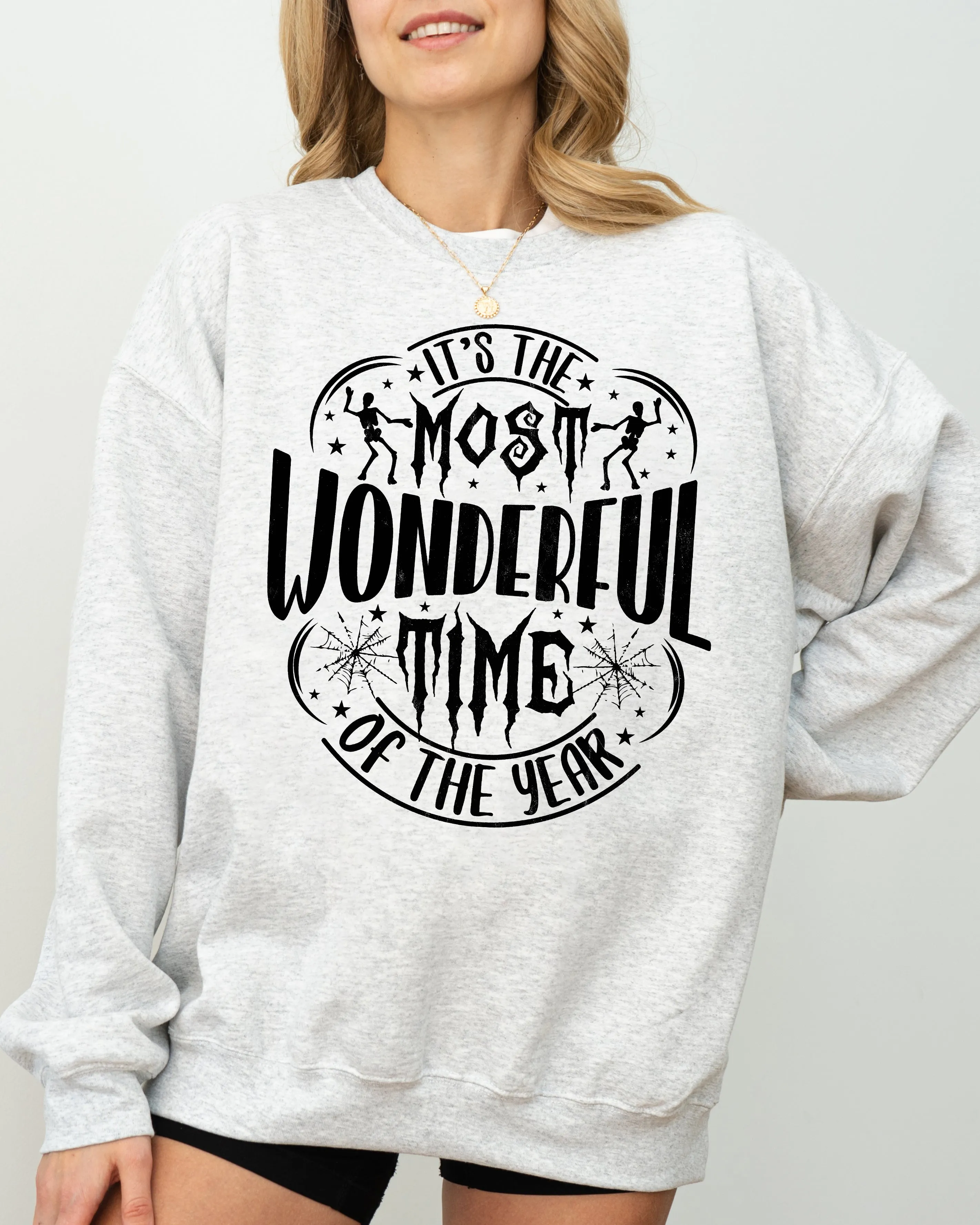 It's The Most Wonderful Time Of The Year, Skeleton, Spider Web, Witch, Skull, Spooky, Aesthetic, Meme, Halloween, Costume Sweatshirt sold by Refinery Number One product image thumbnail 2
