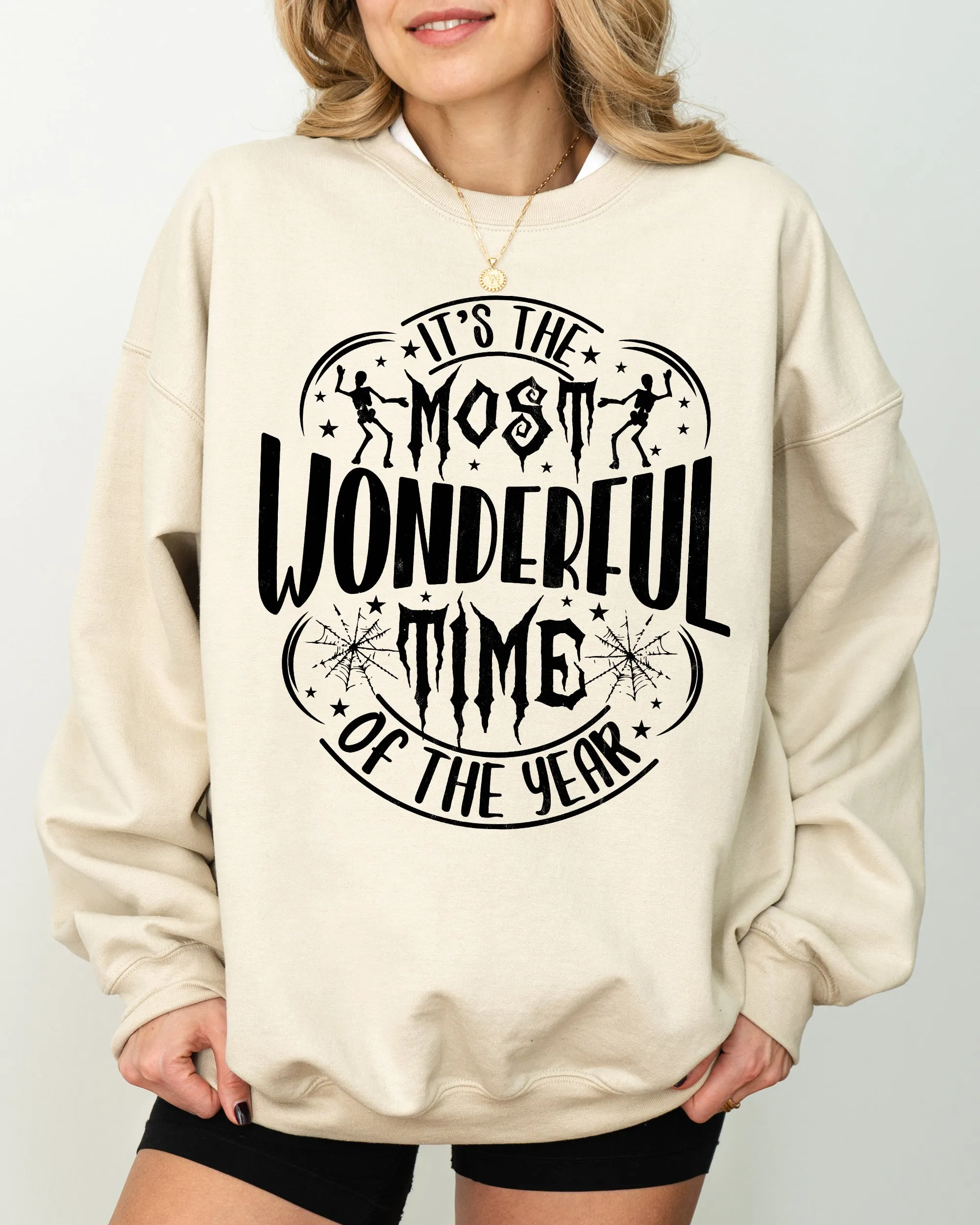 It's The Most Wonderful Time Of The Year, Skeleton, Spider Web, Witch, Skull, Spooky, Aesthetic, Meme, Halloween, Costume Sweatshirt sold by Refinery Number One product image thumbnail 4