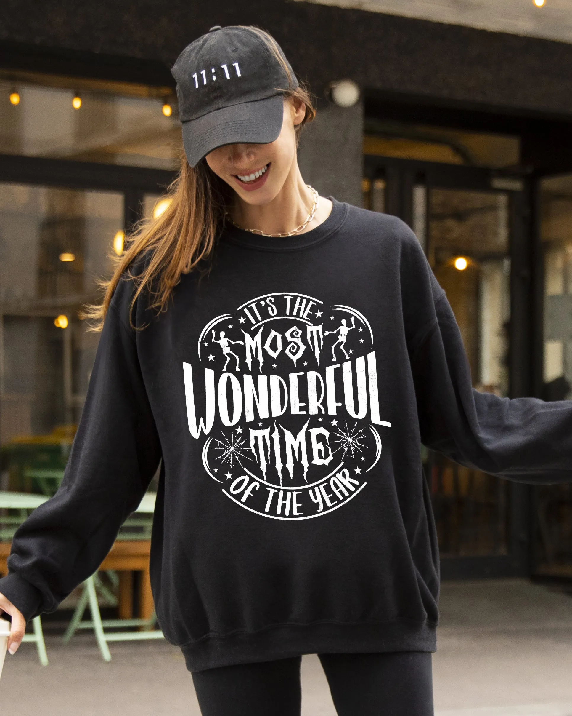It's The Most Wonderful Time Of The Year, Skeleton, Spider Web, Witch, Skull, Spooky, Aesthetic, Meme, Halloween, Costume Sweatshirt sold by Refinery Number One