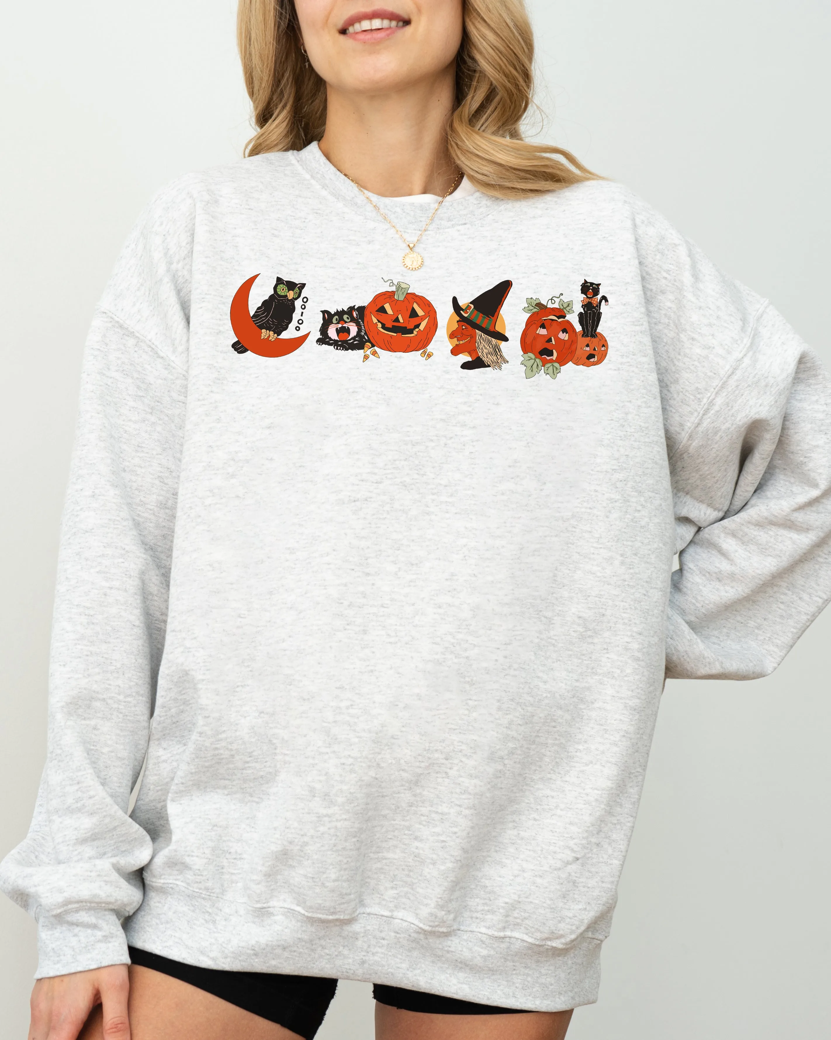 Vintage Pumpkin, Skeleton, Witch, Skull, Spooky, Aesthetic, Meme, Halloween, Costume Sweatshirt sold by Refinery Number One product image thumbnail 2