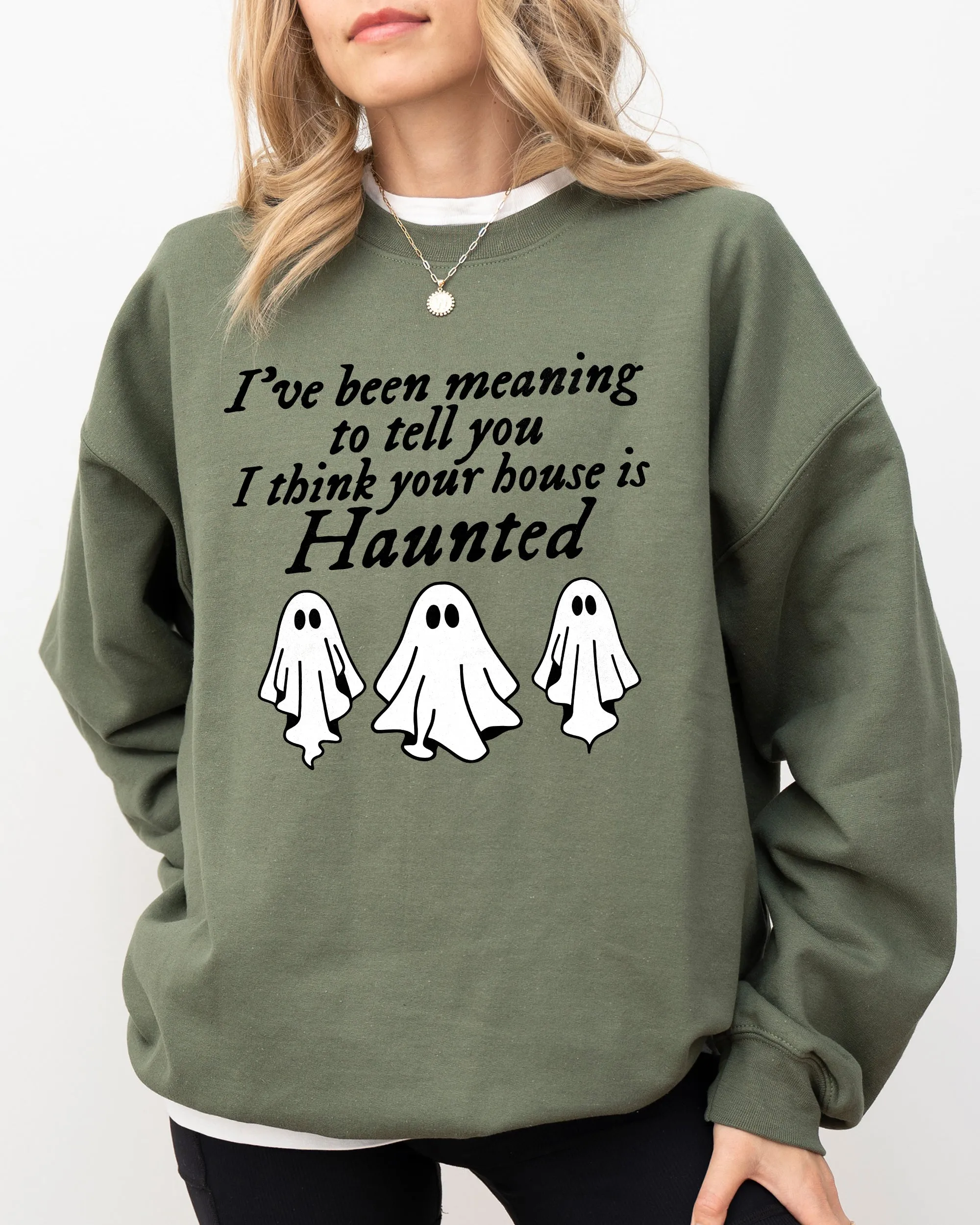 Mini Ghosts, Haunted House, Skeleton, Witch, Skull, Spooky, Aesthetic, Meme, Halloween, Costume Sweatshirt sold by Refinery Number One product image thumbnail 3