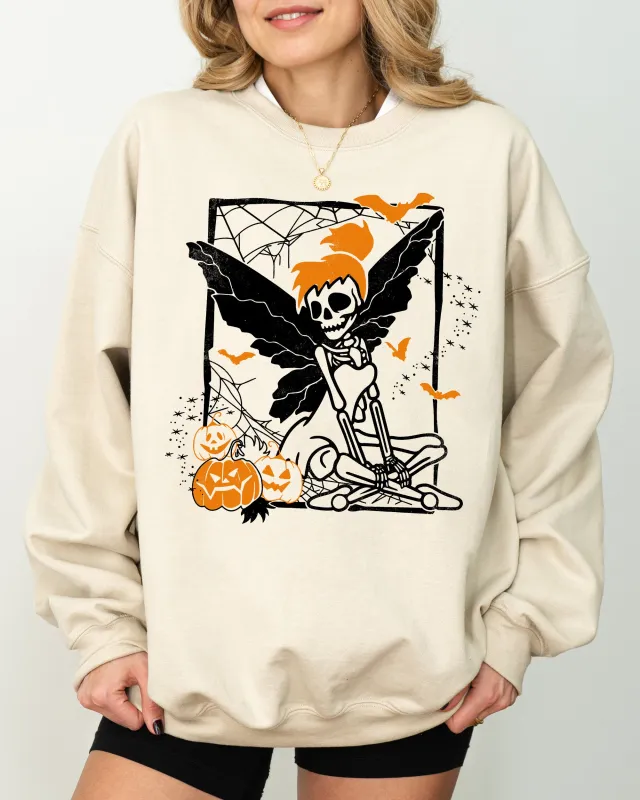 Fairy Skeleton, Ghost, Skull, Spooky, Aesthetic, Meme, Halloween, Costume Sweatshirt sold by Refinery Number One