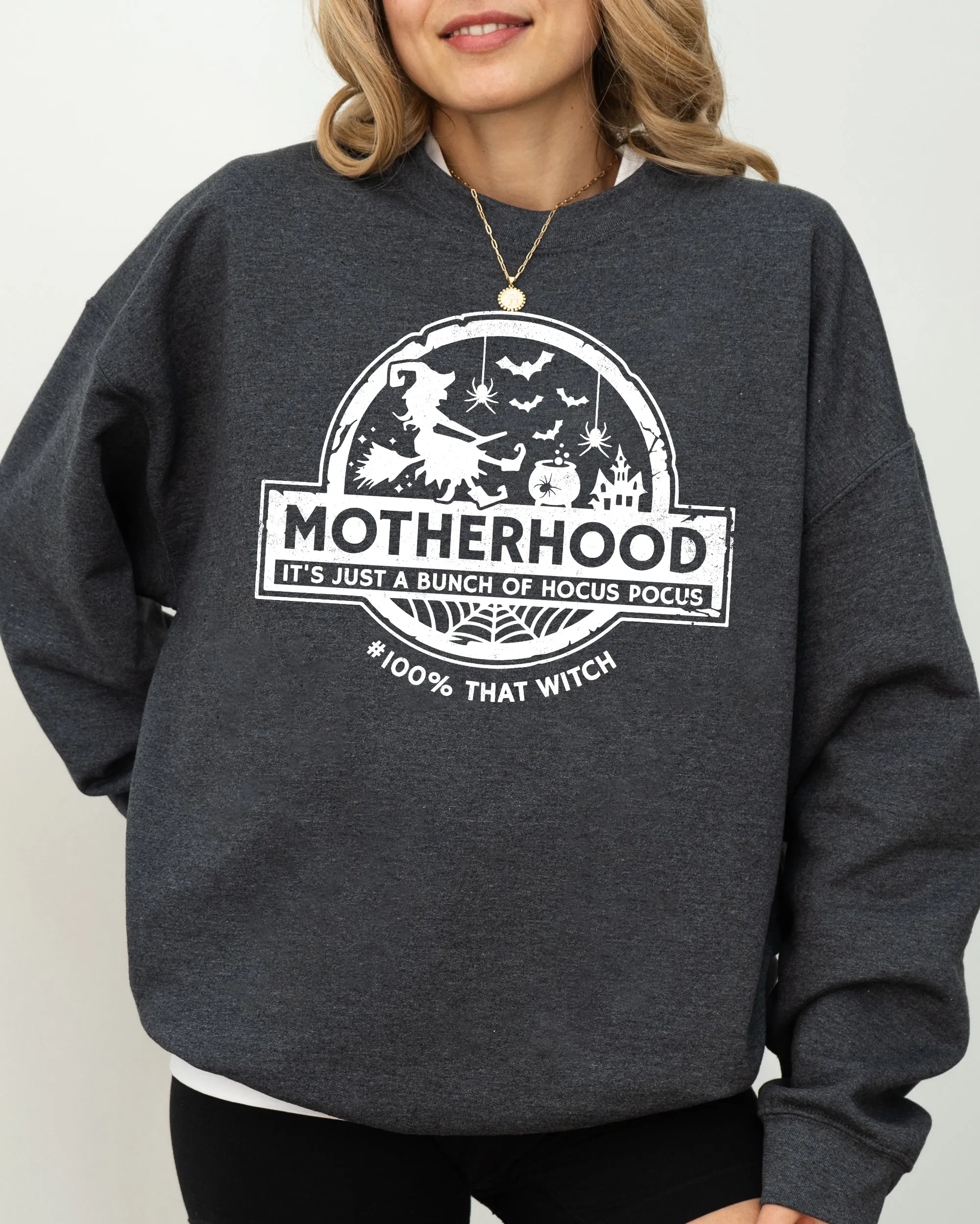 Motherhood, Witch, Ghost, Skull, Spooky, Aesthetic, Meme, Halloween, Costume Sweatshirt sold by Refinery Number One product image thumbnail 5
