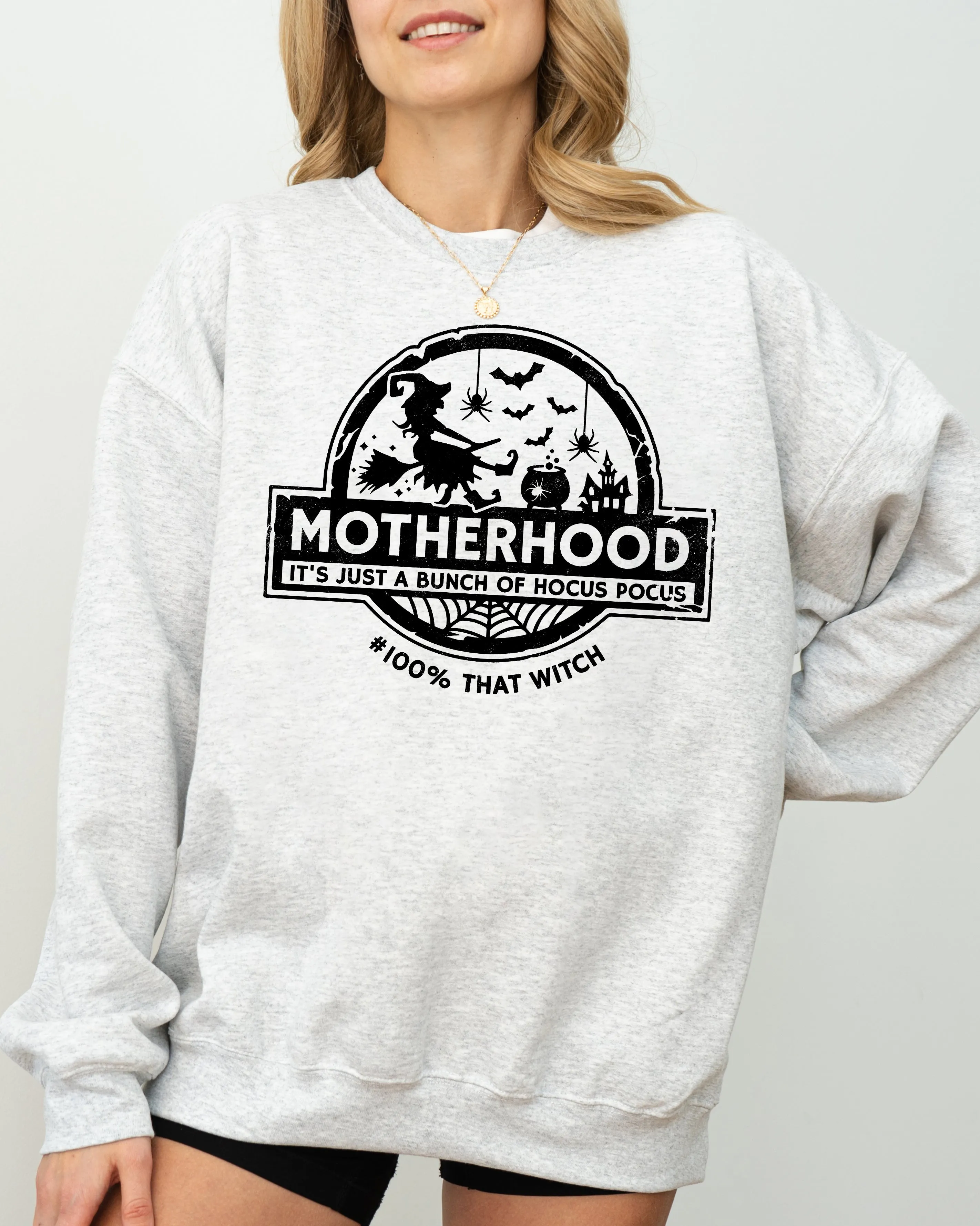 Motherhood, Witch, Ghost, Skull, Spooky, Aesthetic, Meme, Halloween, Costume Sweatshirt sold by Refinery Number One product image thumbnail 2