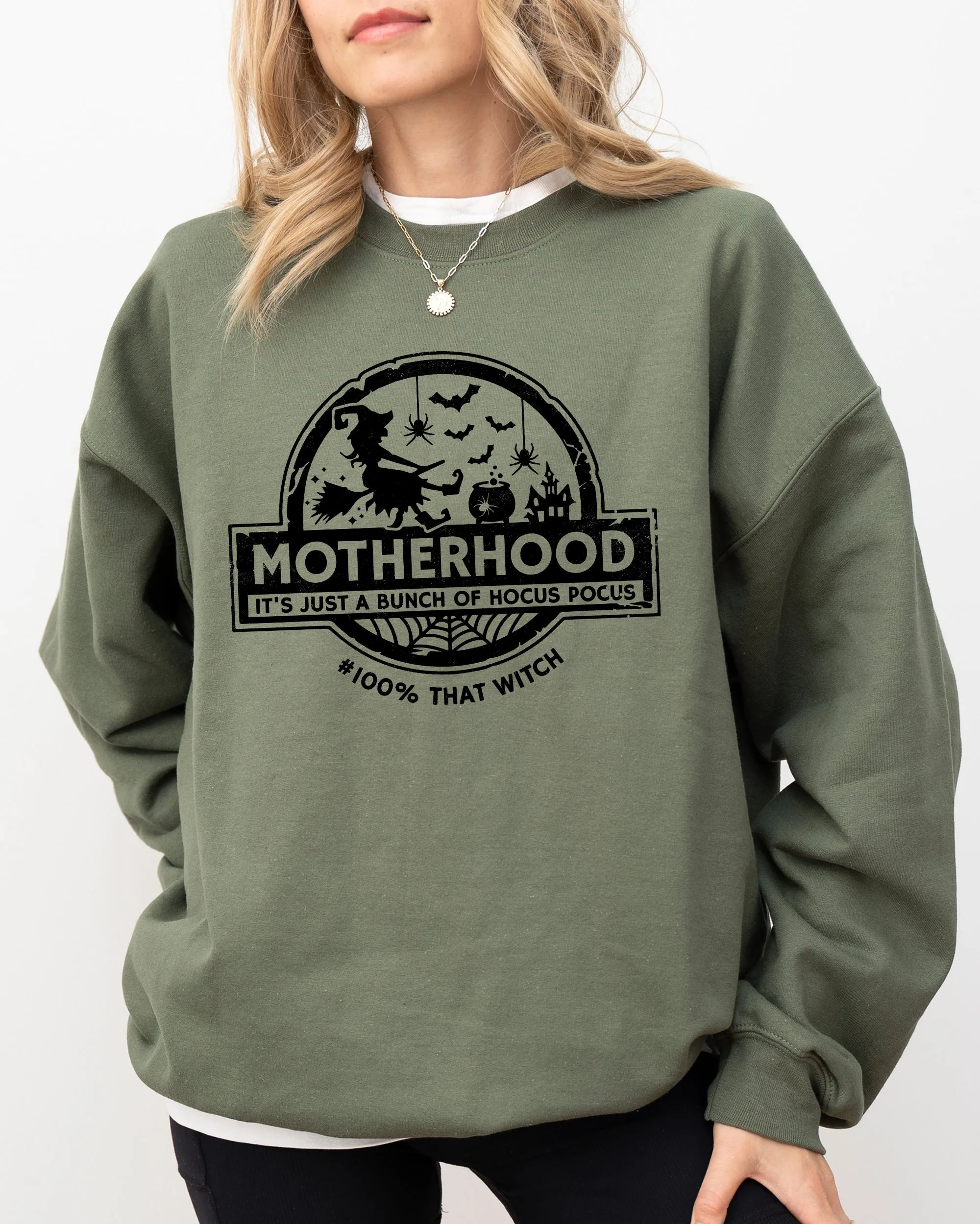 Motherhood, Witch, Ghost, Skull, Spooky, Aesthetic, Meme, Halloween, Costume Sweatshirt sold by Refinery Number One product image thumbnail 3