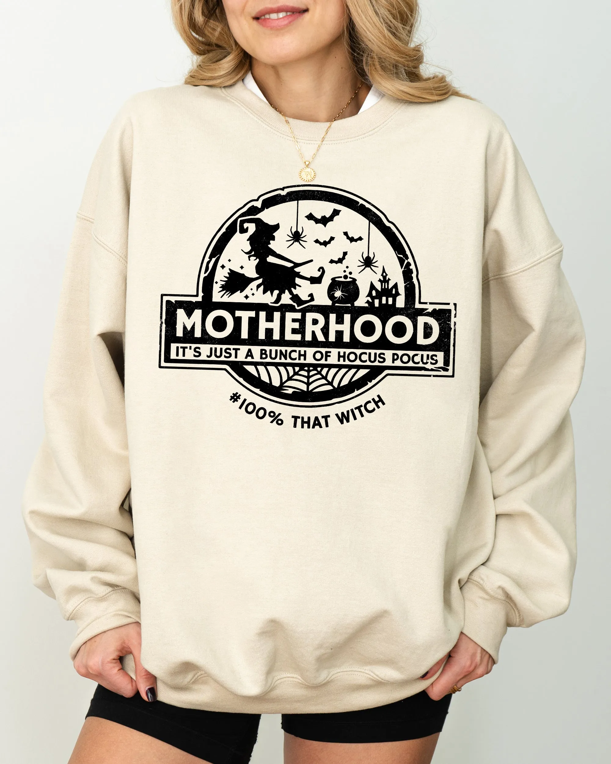 Motherhood, Witch, Ghost, Skull, Spooky, Aesthetic, Meme, Halloween, Costume Sweatshirt sold by Refinery Number One
