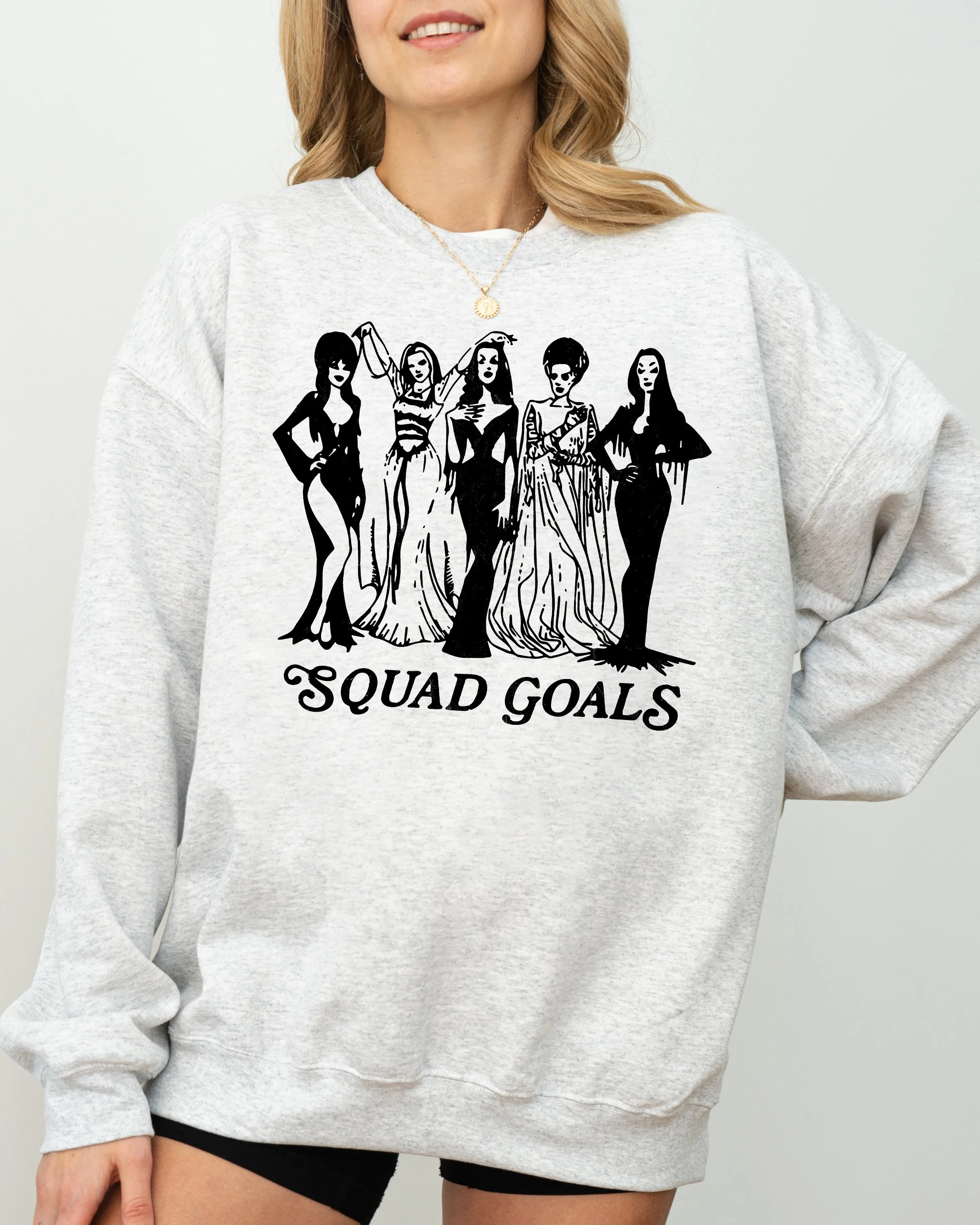 Squad Goals, Skeleton, Ghost, Witch, Skull, Spooky, Aesthetic, Meme, Halloween, Costume Sweatshirt sold by Refinery Number One product image thumbnail 2