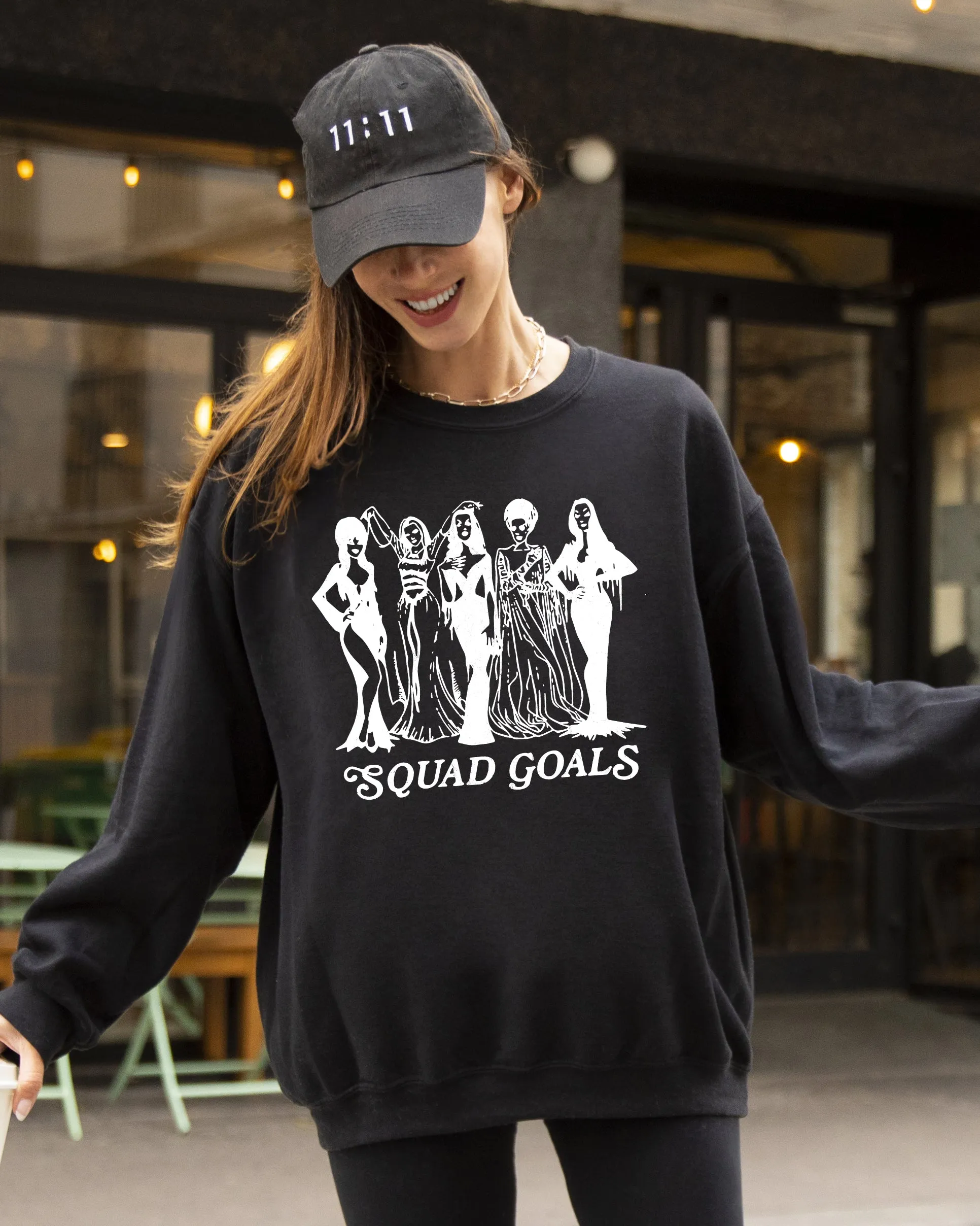 Squad Goals, Skeleton, Ghost, Witch, Skull, Spooky, Aesthetic, Meme, Halloween, Costume Sweatshirt sold by Refinery Number One product image thumbnail 4