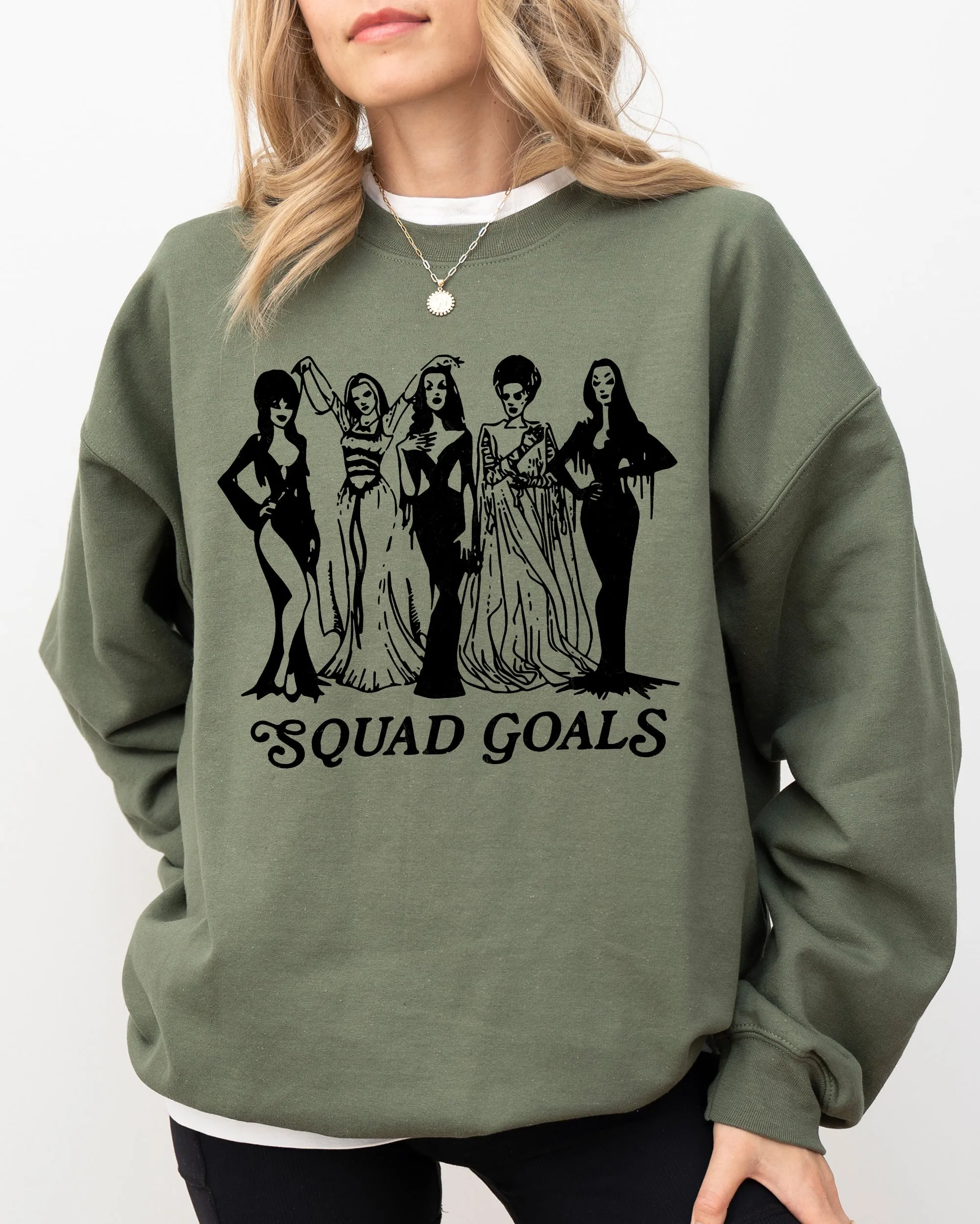Squad Goals, Skeleton, Ghost, Witch, Skull, Spooky, Aesthetic, Meme, Halloween, Costume Sweatshirt sold by Refinery Number One product image thumbnail 3