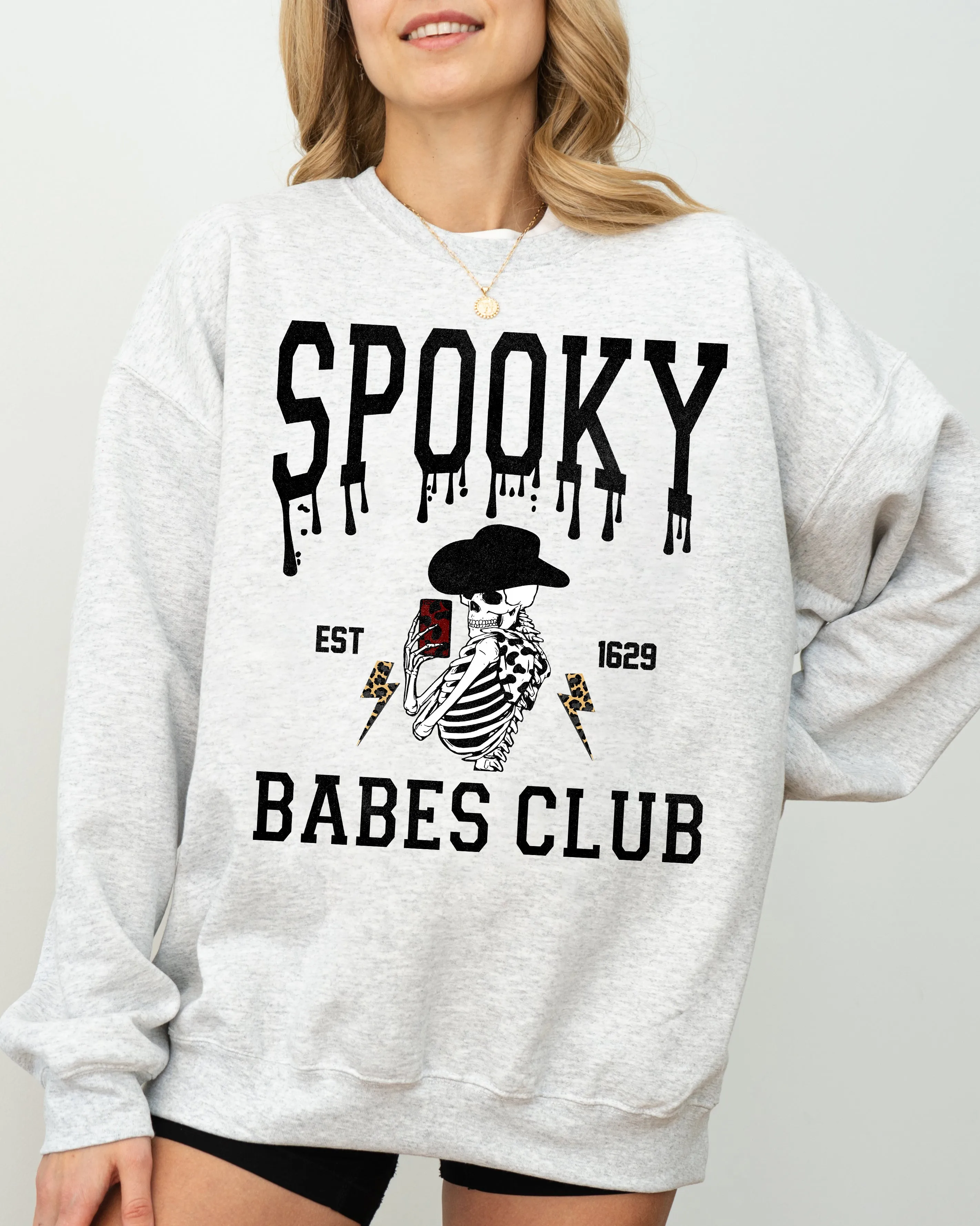 Spooky Babes Club, Ghost, Skeleton, Witch, Skull, Aesthetic, Meme, Halloween, Costume Sweatshirt sold by Refinery Number One