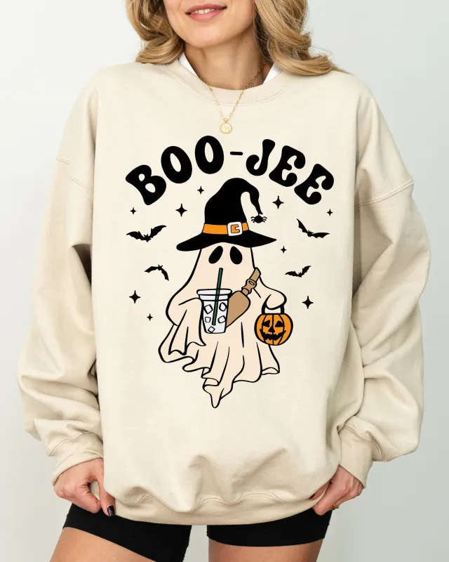 Boo-Jee, Cowboy Ghost, Western, Skeleton, Witch, Skull, Aesthetic, Meme, Halloween, Costume Sweatshirt sold by Refinery Number One