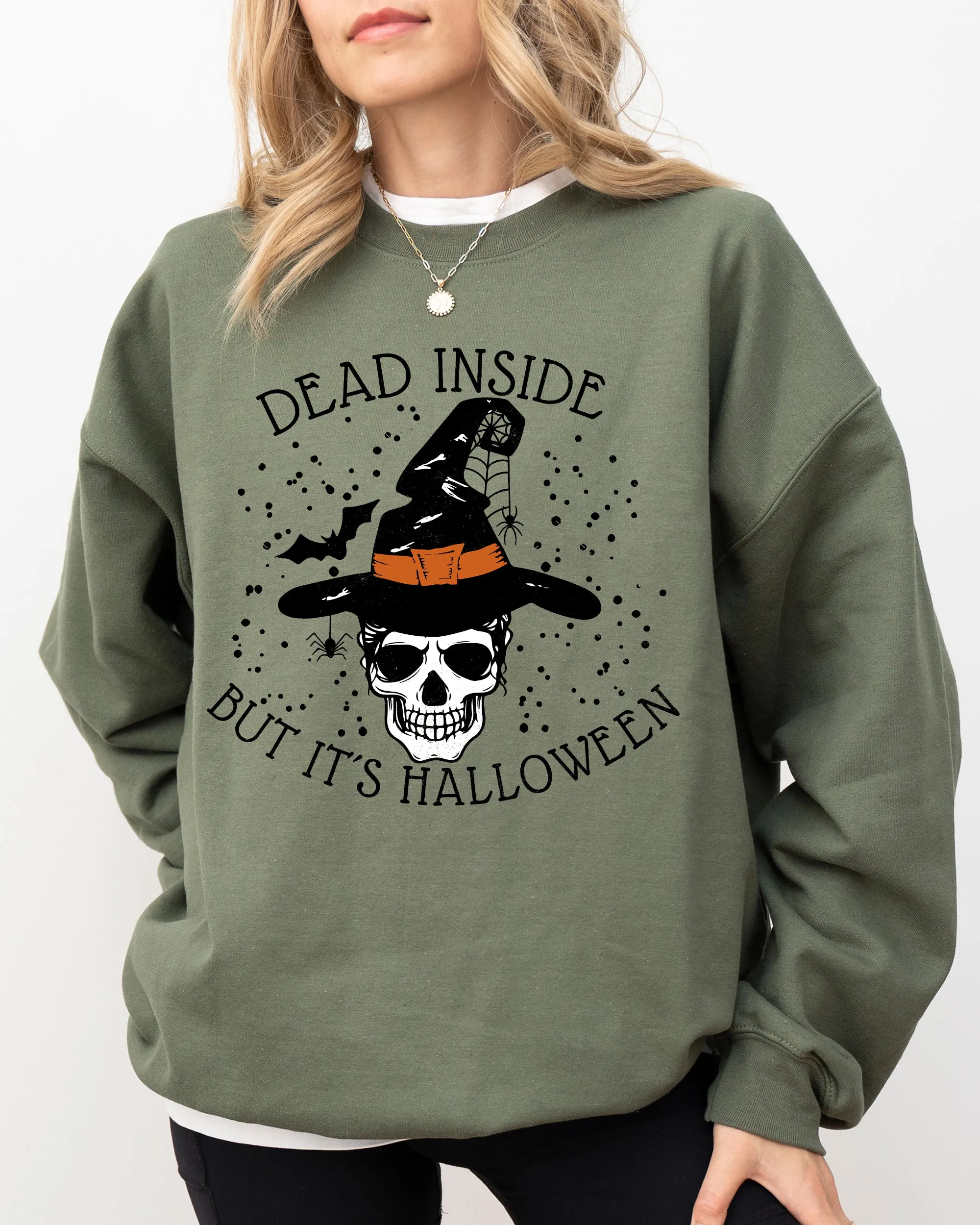Dead Inside, Skeleton, Ghost, Western, Witch, Skull, Aesthetic, Meme, Halloween, Costume Sweatshirt sold by Refinery Number One product image thumbnail 2
