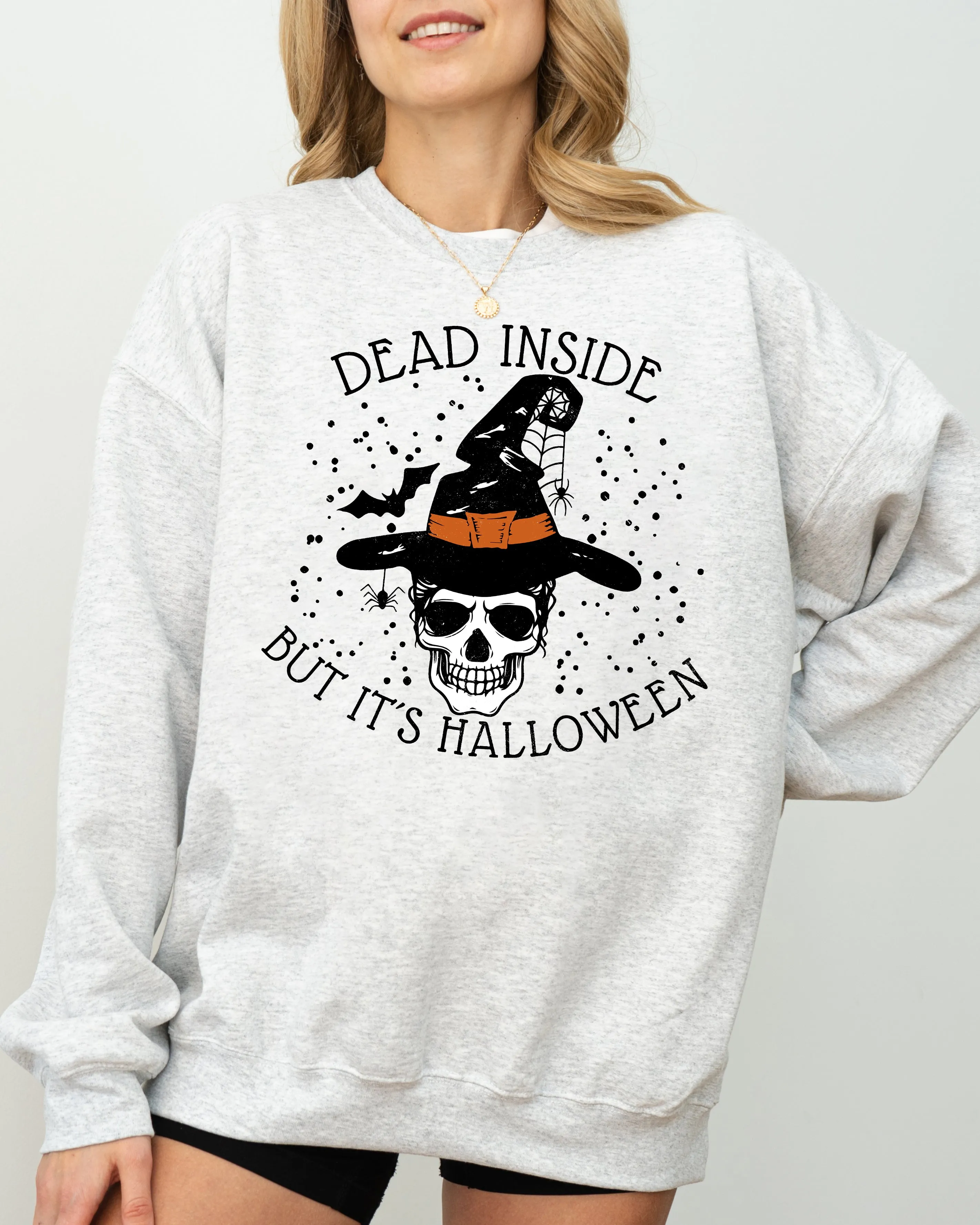 Dead Inside, Skeleton, Ghost, Western, Witch, Skull, Aesthetic, Meme, Halloween, Costume Sweatshirt sold by Refinery Number One product image thumbnail 3