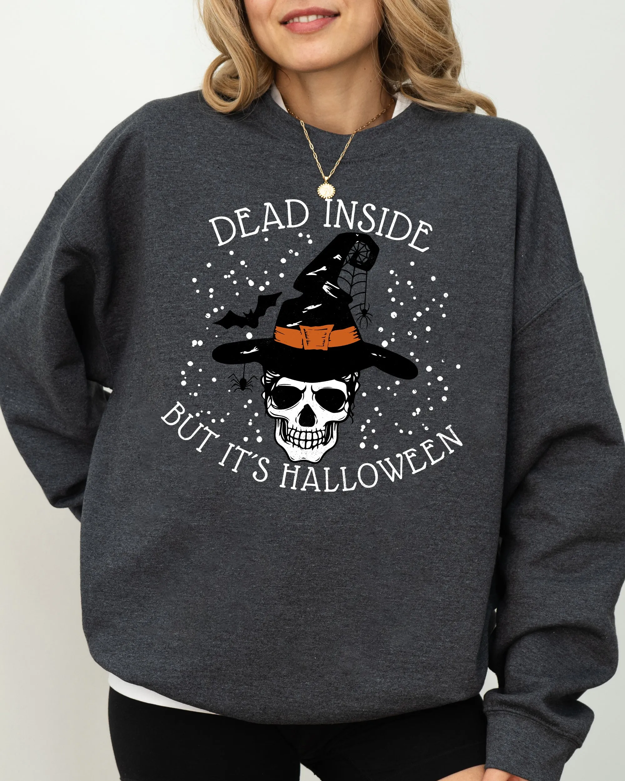 Dead Inside, Skeleton, Ghost, Western, Witch, Skull, Aesthetic, Meme, Halloween, Costume Sweatshirt sold by Refinery Number One product image thumbnail 5