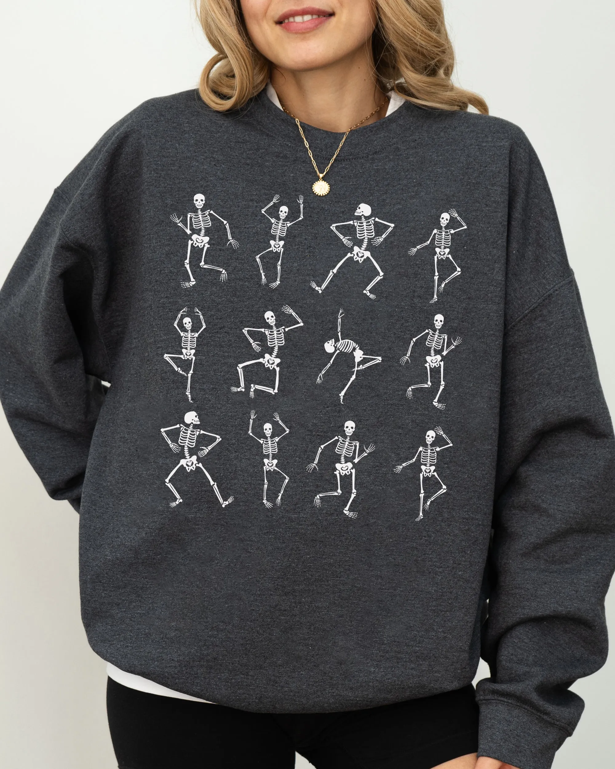 Mini Dancing Skeletons, Ghost, Western, Witch, Skull, Aesthetic, Meme, Halloween, Costume Sweatshirt sold by Refinery Number One product image thumbnail 3