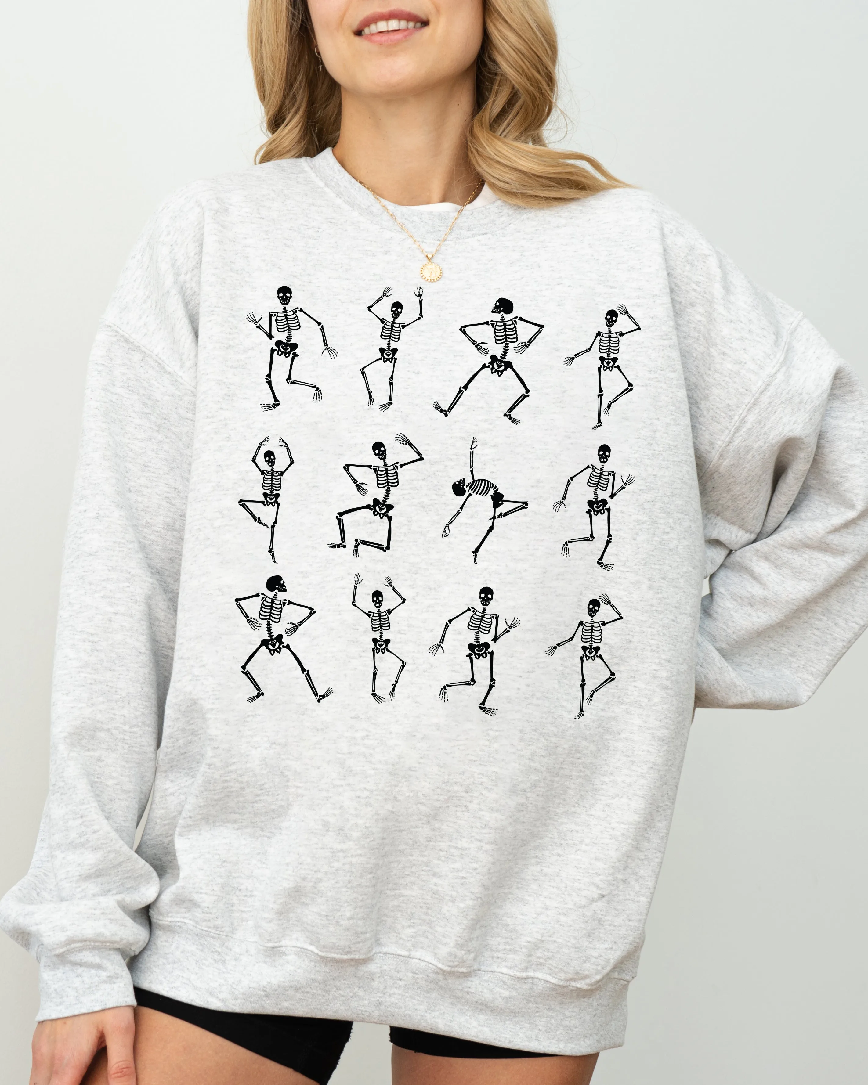 Mini Dancing Skeletons, Ghost, Western, Witch, Skull, Aesthetic, Meme, Halloween, Costume Sweatshirt sold by Refinery Number One product image thumbnail 4
