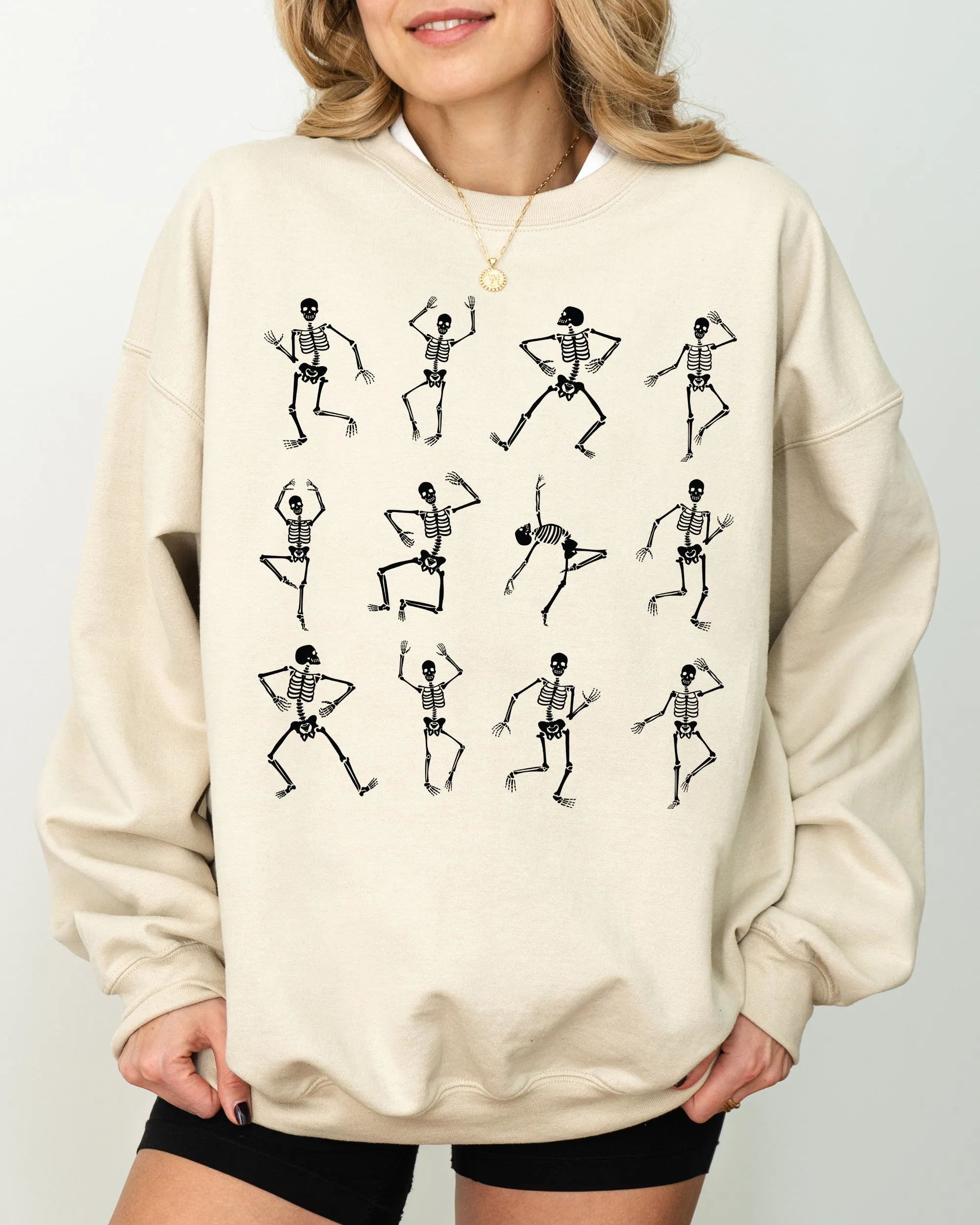 Mini Dancing Skeletons, Ghost, Western, Witch, Skull, Aesthetic, Meme, Halloween, Costume Sweatshirt sold by Refinery Number One product image thumbnail 2