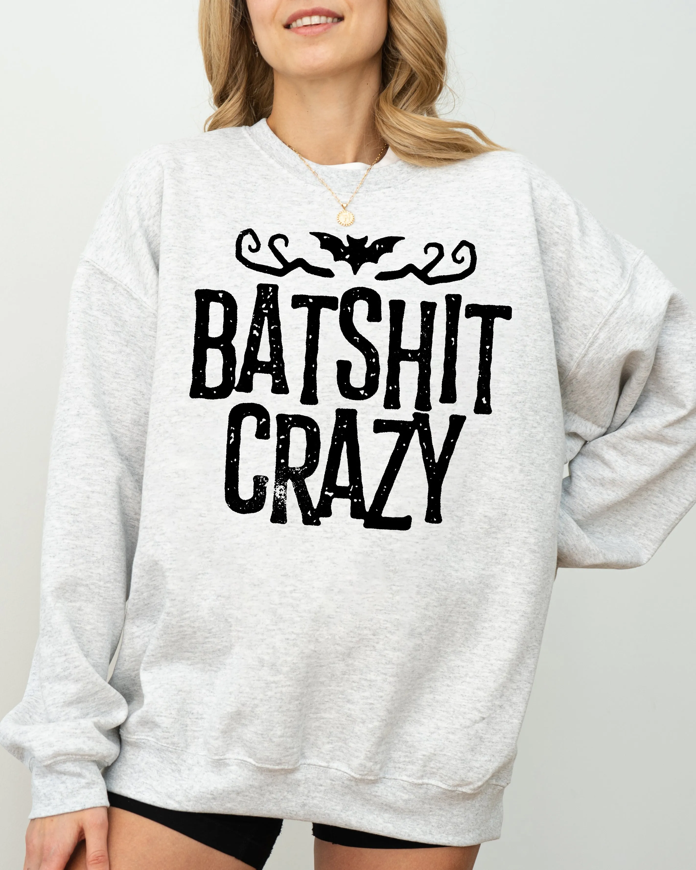 Batshit Crazy, Skeletons, Ghost, Western, Witch, Skull, Aesthetic, Meme, Halloween, Costume Sweatshirt sold by Refinery Number One product image thumbnail 2
