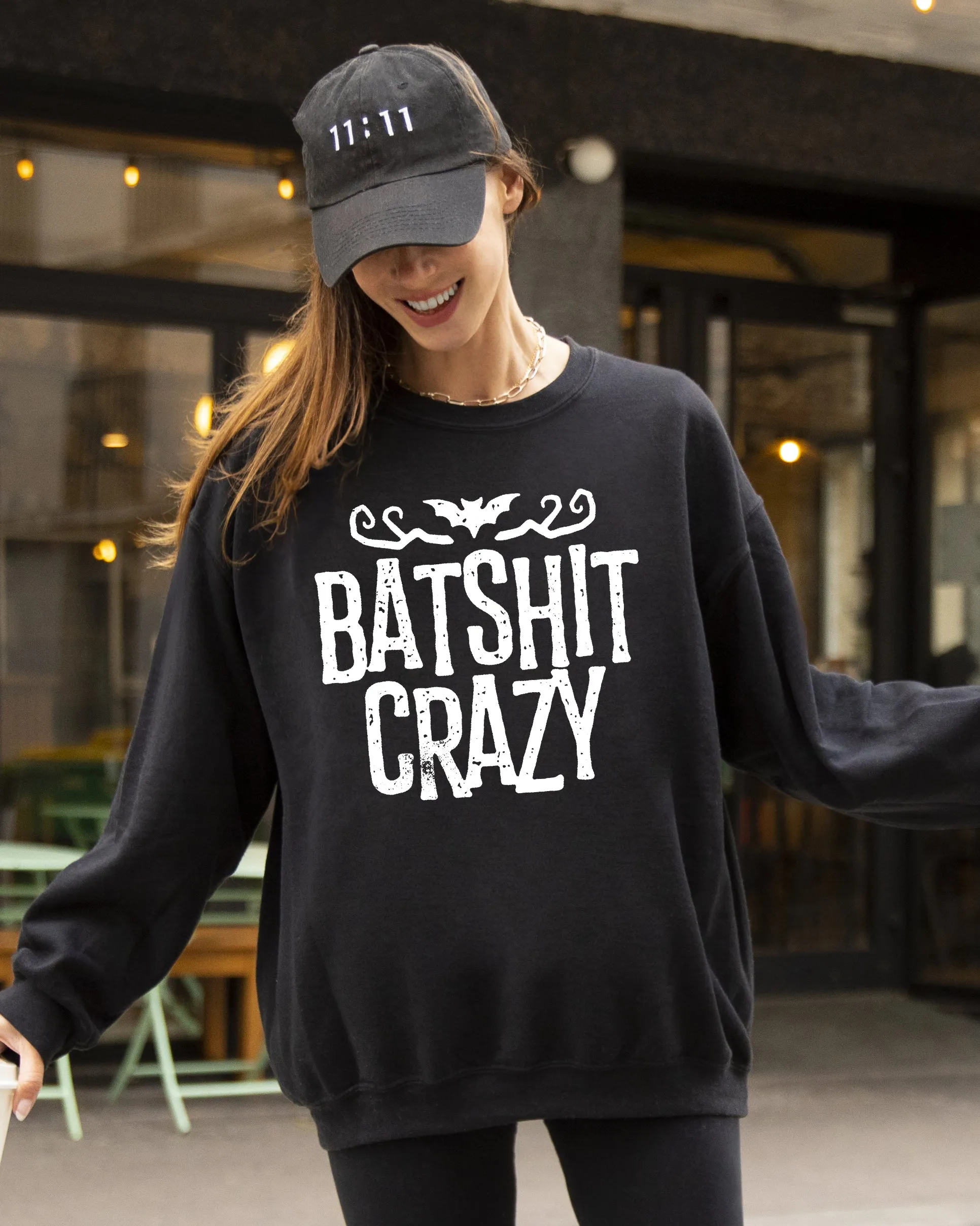Batshit Crazy, Skeletons, Ghost, Western, Witch, Skull, Aesthetic, Meme, Halloween, Costume Sweatshirt sold by Refinery Number One