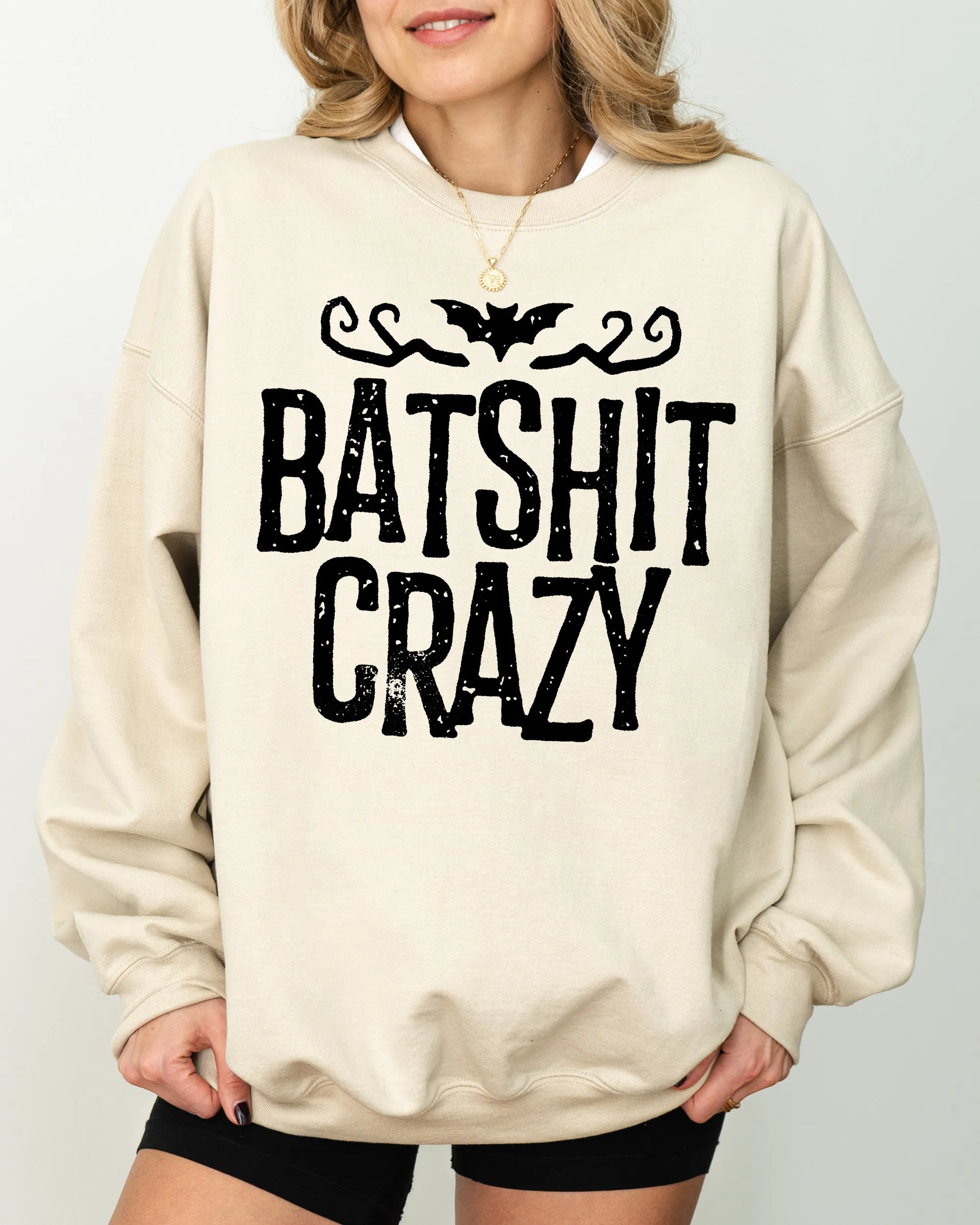 Batshit Crazy, Skeletons, Ghost, Western, Witch, Skull, Aesthetic, Meme, Halloween, Costume Sweatshirt sold by Refinery Number One product image thumbnail 3
