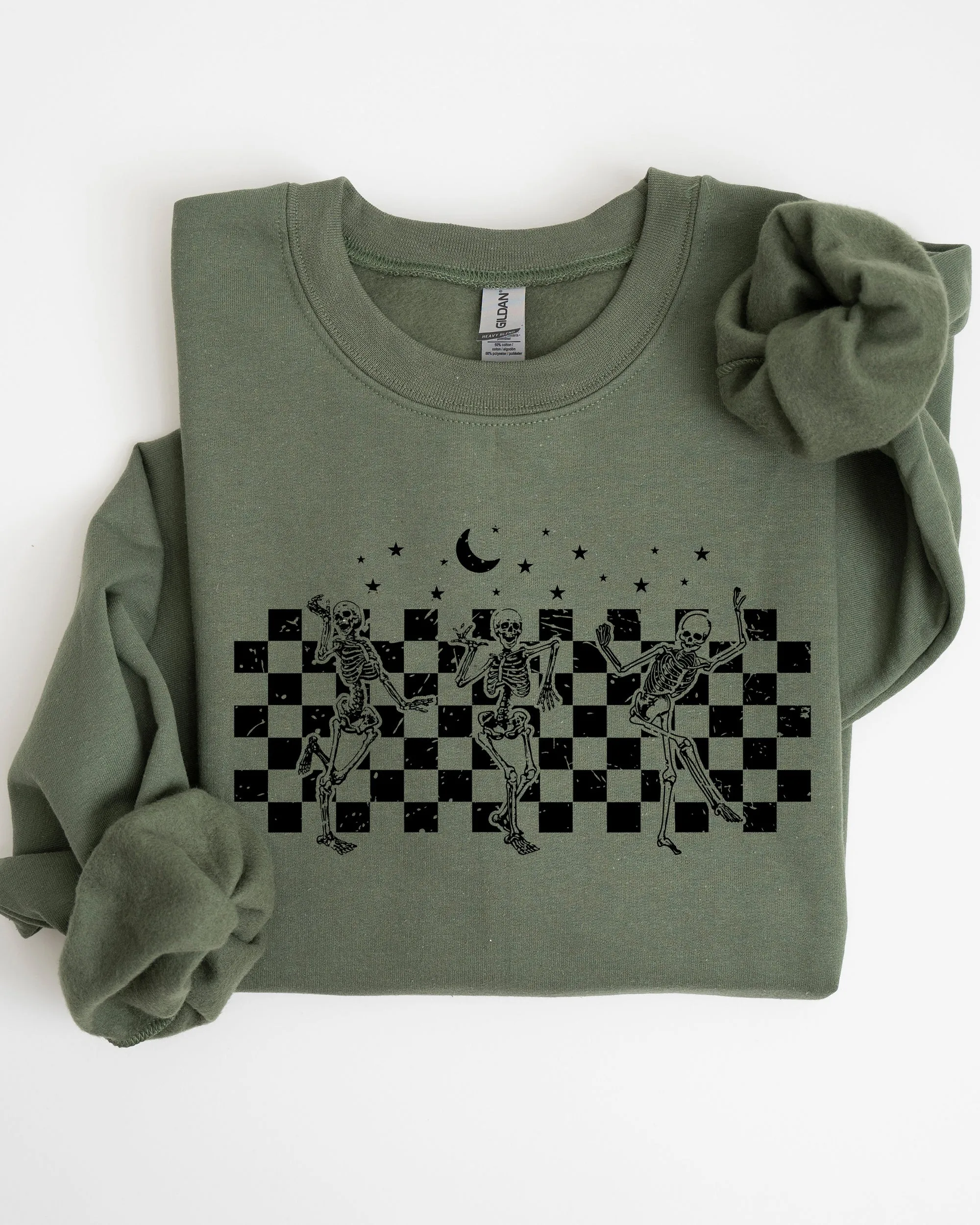 Dancing Skeletons, Checkered, Ghost, Western, Witch, Skull, Aesthetic, Meme, Halloween, Costume Sweatshirt sold by Refinery Number One product image thumbnail 5