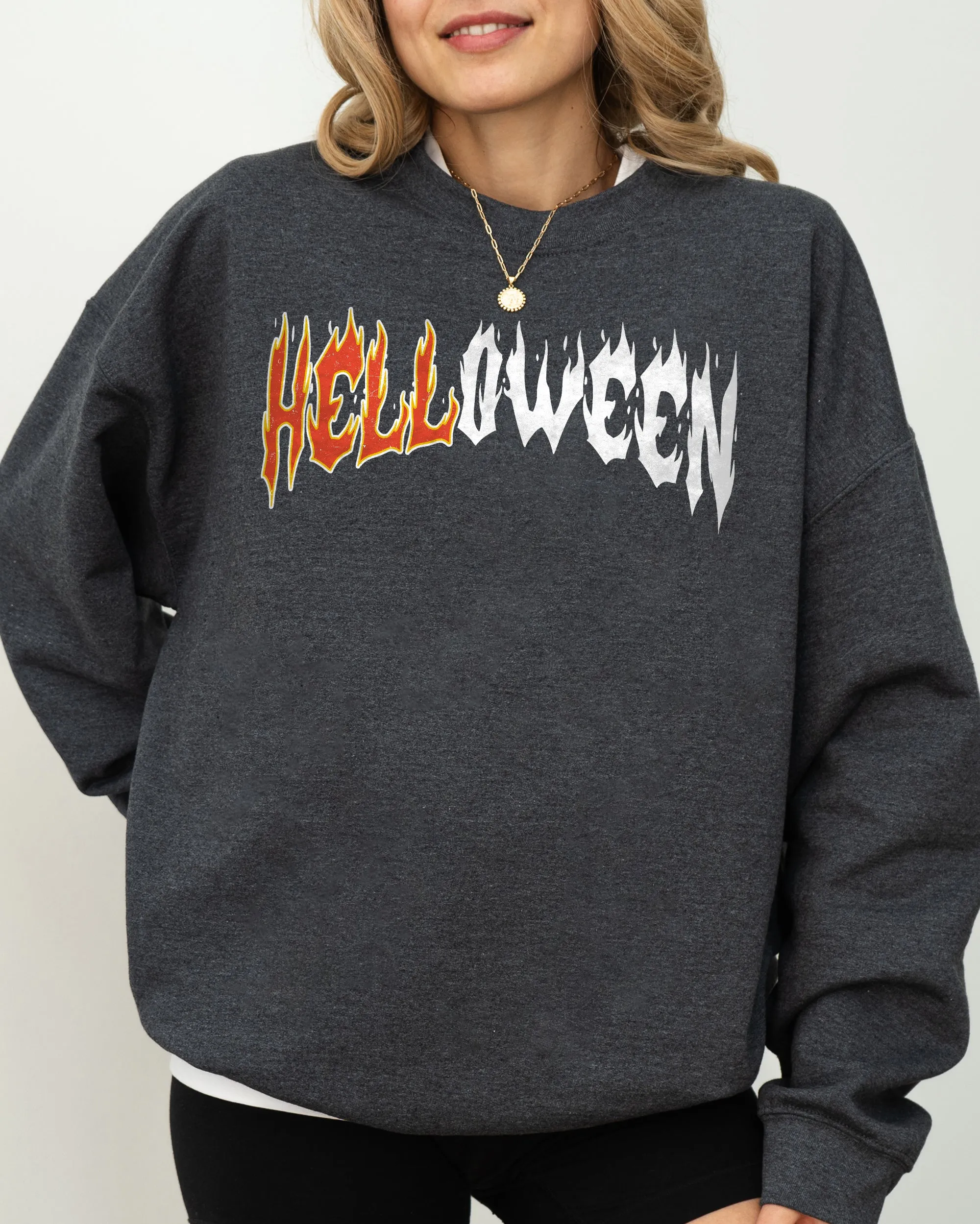 Helloween. Skeleton, Ghost, Western, Witch, Skull, Aesthetic, Meme, Halloween, Costume Sweatshirt sold by Refinery Number One product image thumbnail 4