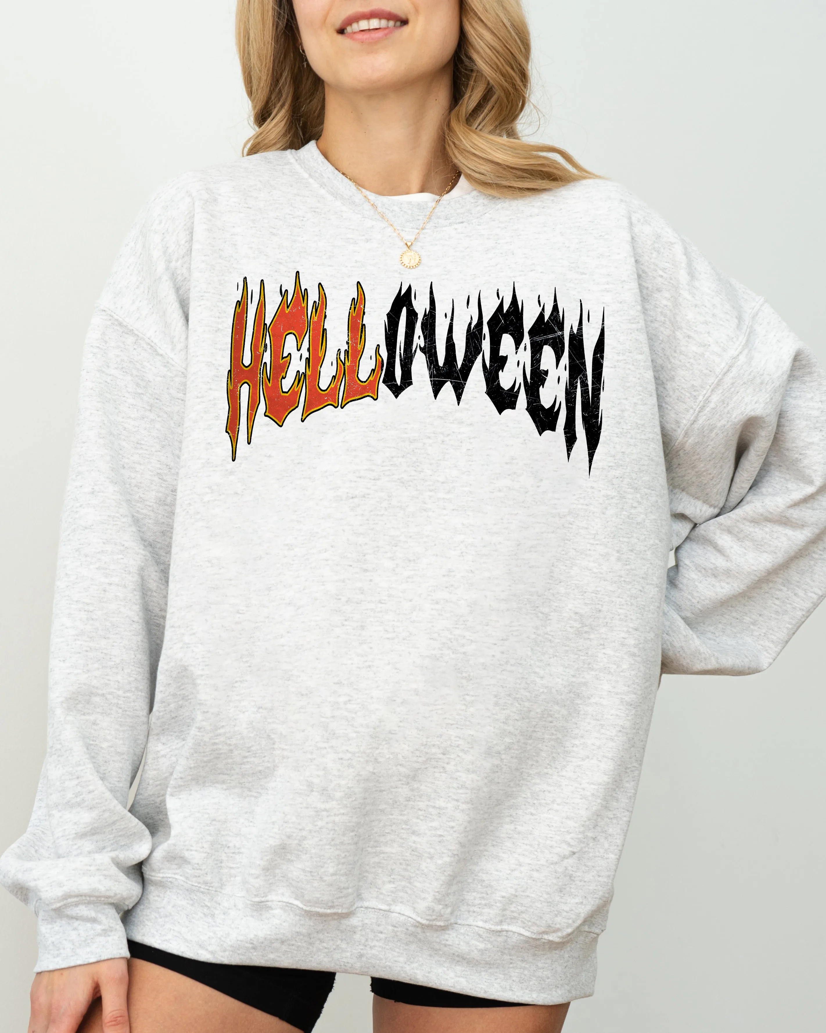 Helloween. Skeleton, Ghost, Western, Witch, Skull, Aesthetic, Meme, Halloween, Costume Sweatshirt sold by Refinery Number One product image thumbnail 2