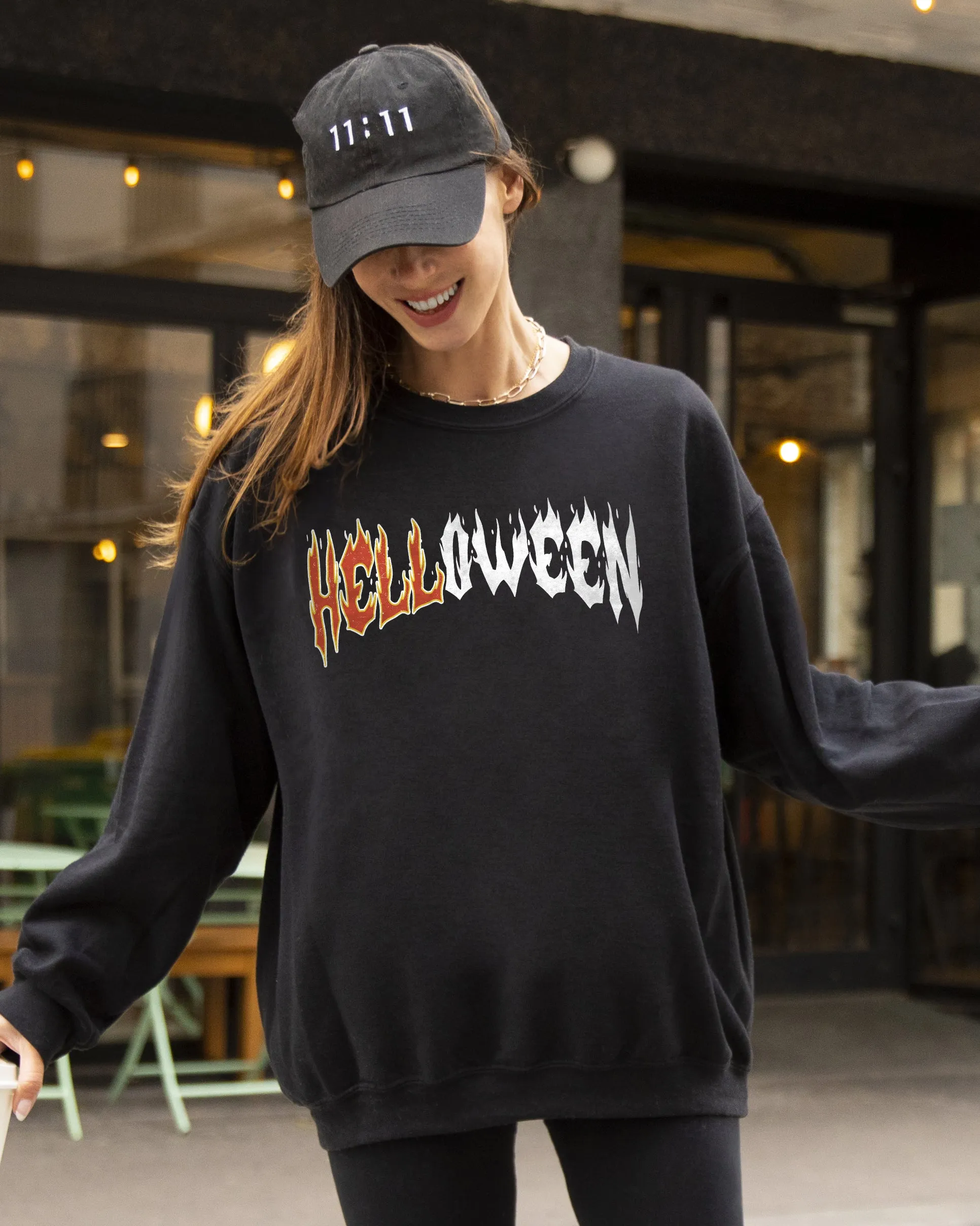 Helloween. Skeleton, Ghost, Western, Witch, Skull, Aesthetic, Meme, Halloween, Costume Sweatshirt sold by Refinery Number One product image thumbnail 3