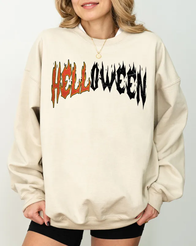 Helloween. Skeleton, Ghost, Western, Witch, Skull, Aesthetic, Meme, Halloween, Costume Sweatshirt sold by Refinery Number One