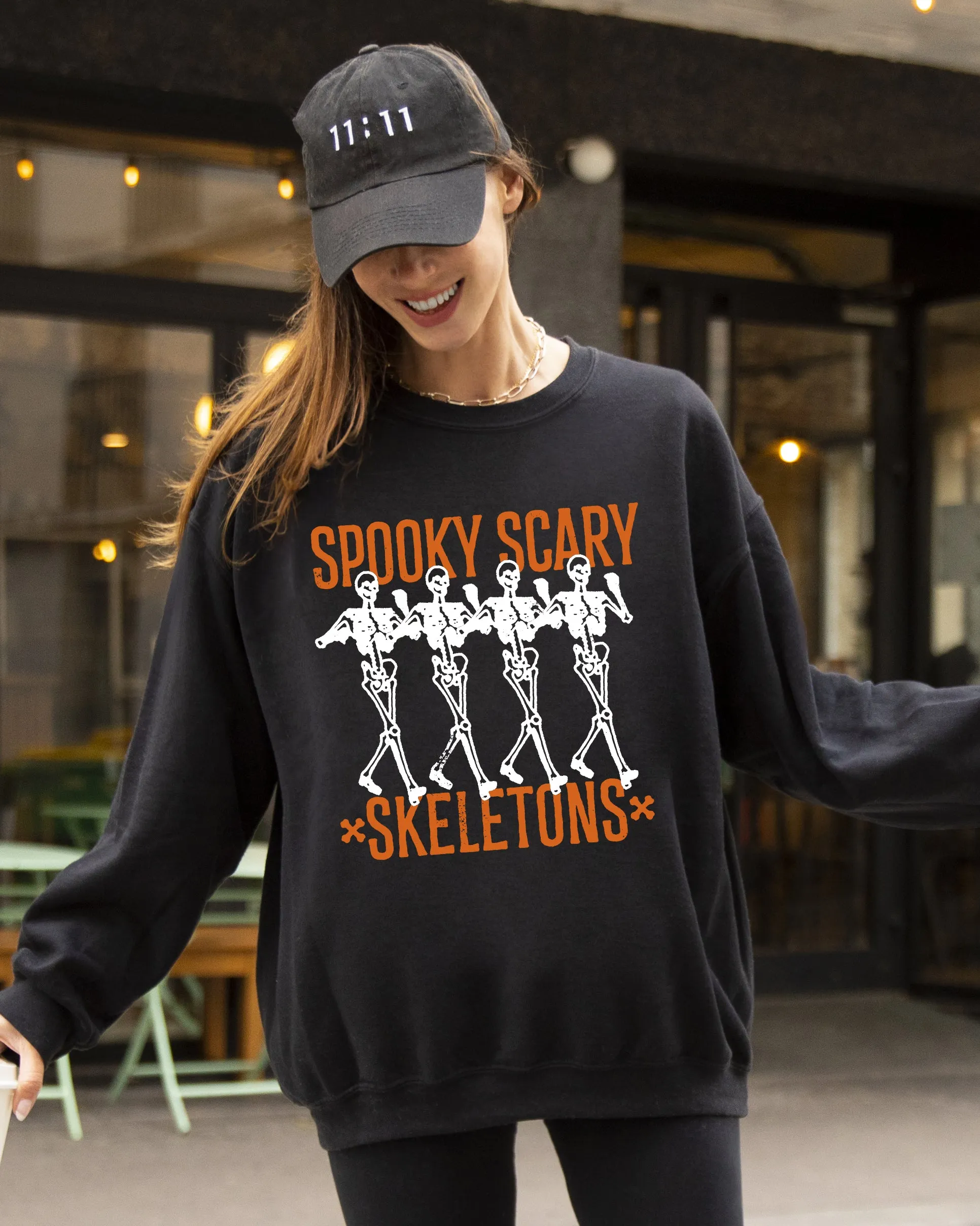 Spooky, Scary, Skeleton, Skull, Ghost, Western, Witch, Aesthetic, Meme, Halloween, Costume Sweatshirt sold by Refinery Number One product image thumbnail 3