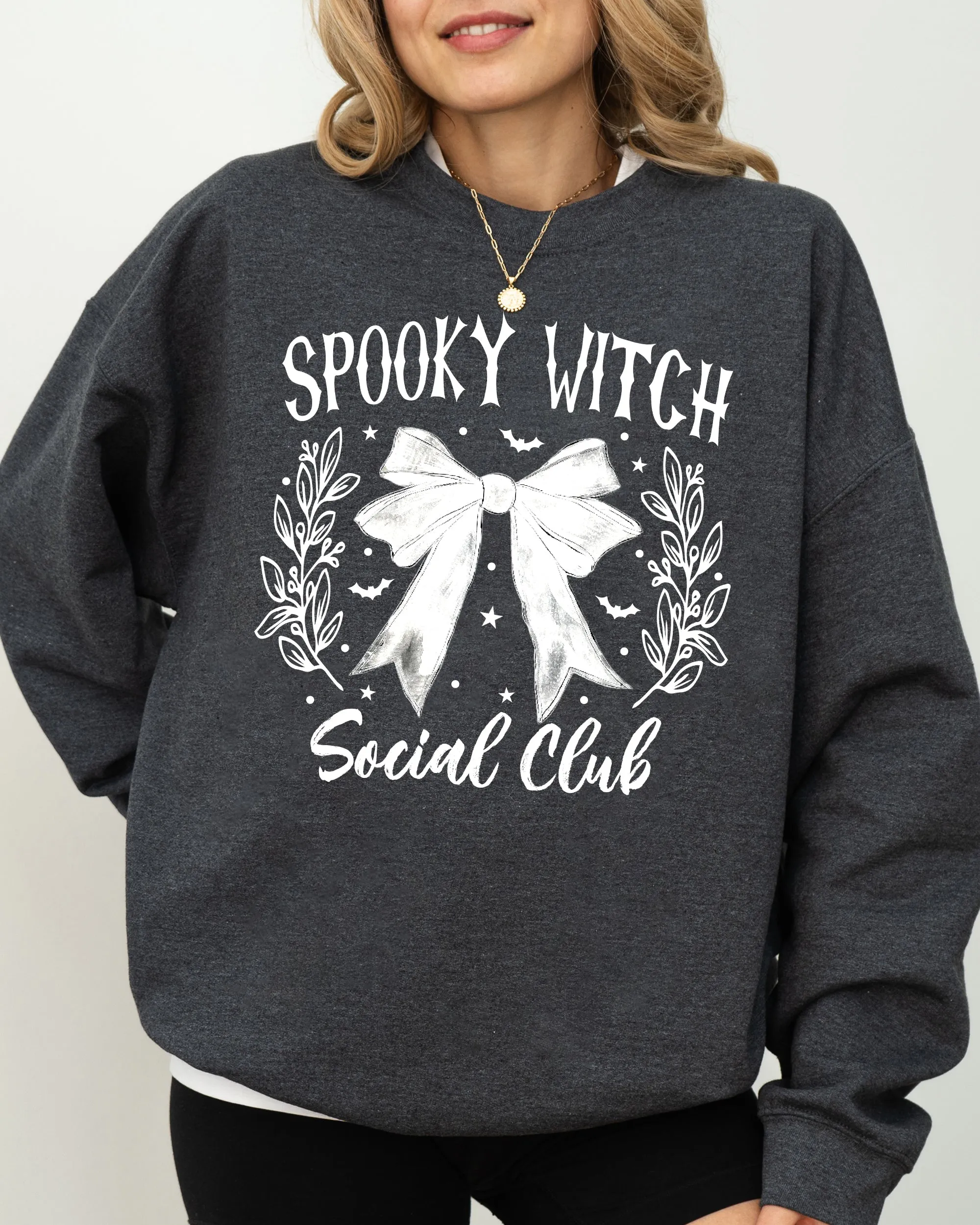 Spooky Witch Social Club, Ghost, Spooky, Scary, Skeleton, Skull, Western, Witch, Aesthetic, Meme, Halloween, Costume Sweatshirt sold by Refinery Number One product image thumbnail 5