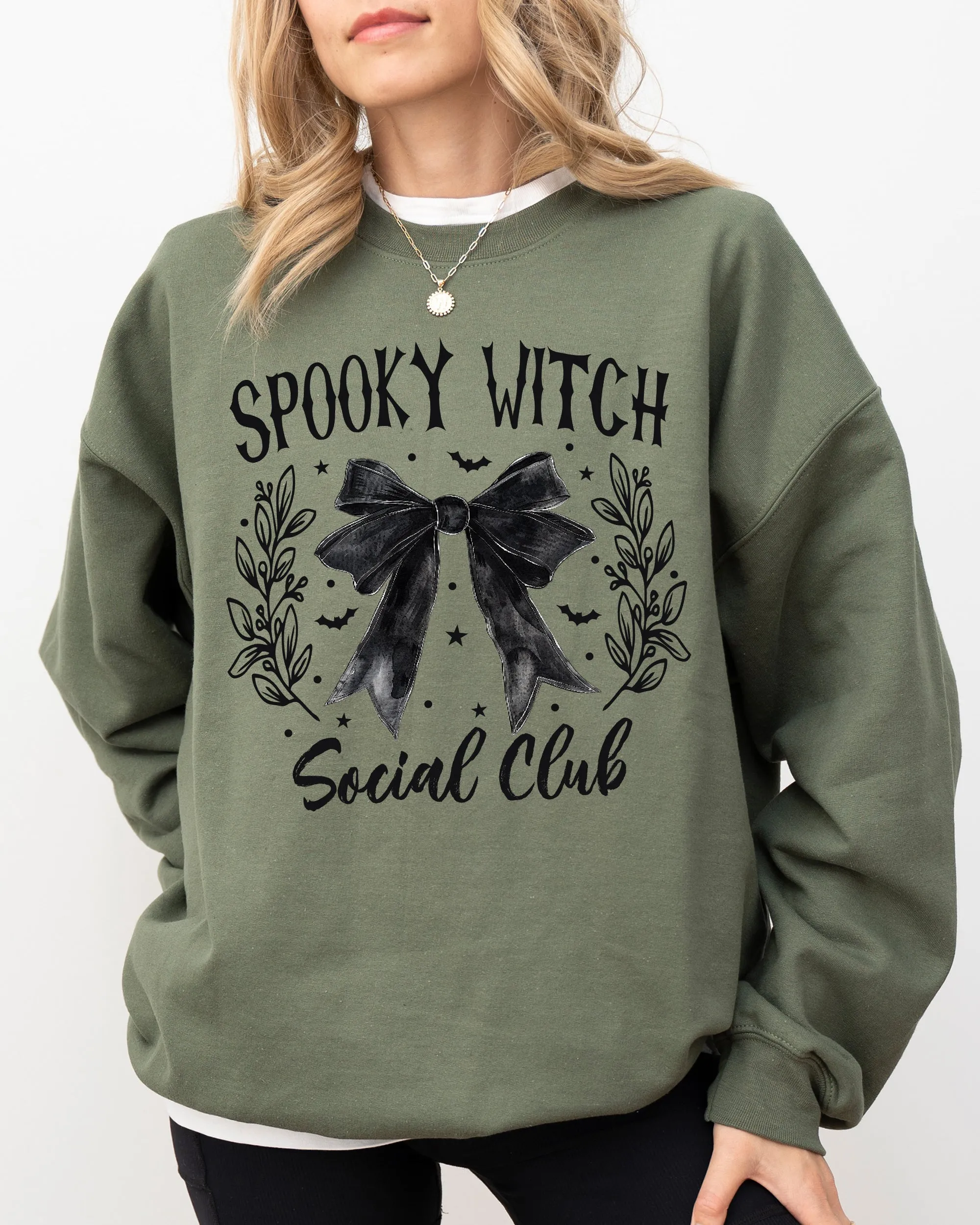 Spooky Witch Social Club, Ghost, Spooky, Scary, Skeleton, Skull, Western, Witch, Aesthetic, Meme, Halloween, Costume Sweatshirt sold by Refinery Number One product image thumbnail 3