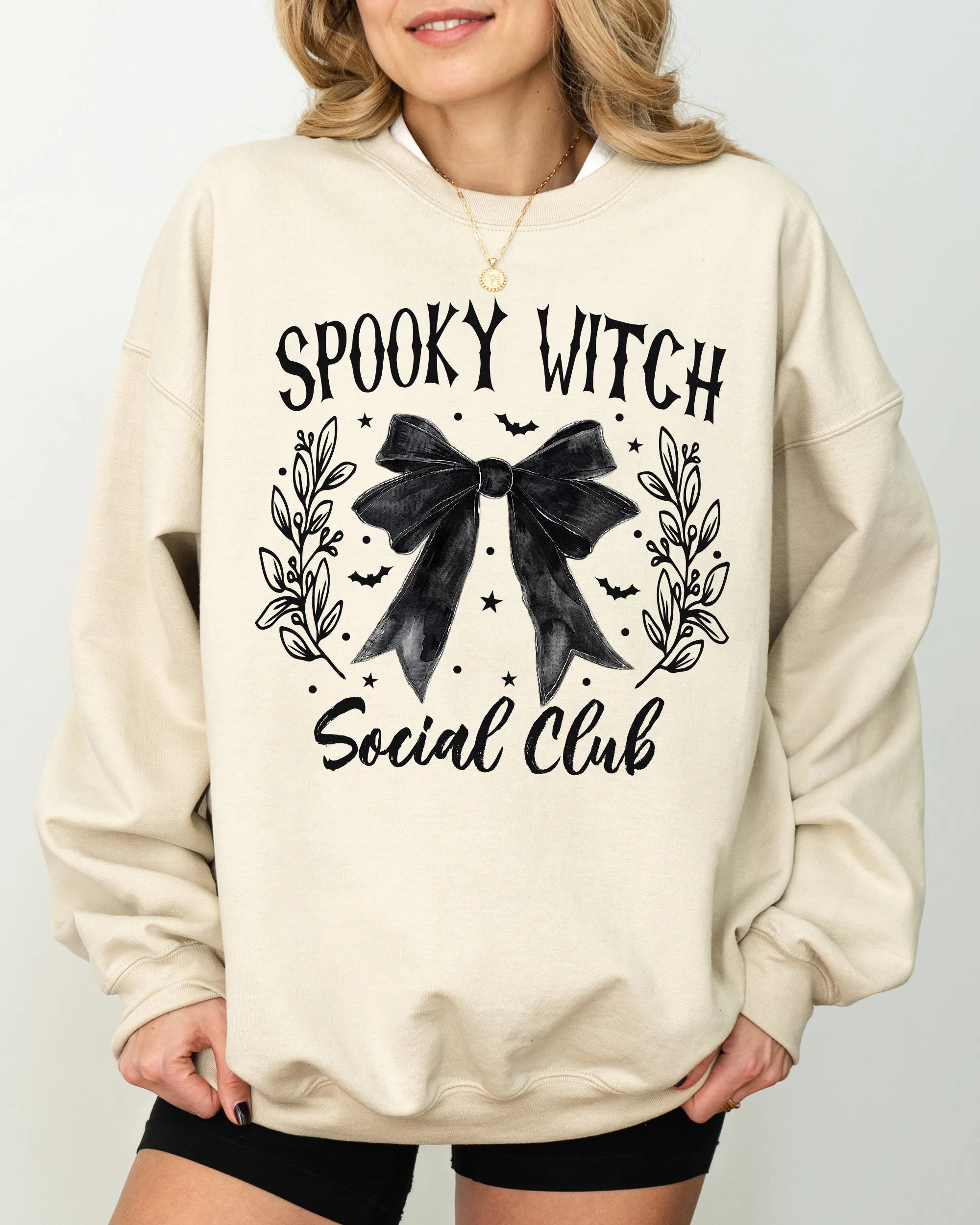 Spooky Witch Social Club, Ghost, Spooky, Scary, Skeleton, Skull, Western, Witch, Aesthetic, Meme, Halloween, Costume Sweatshirt sold by Refinery Number One product image thumbnail 4