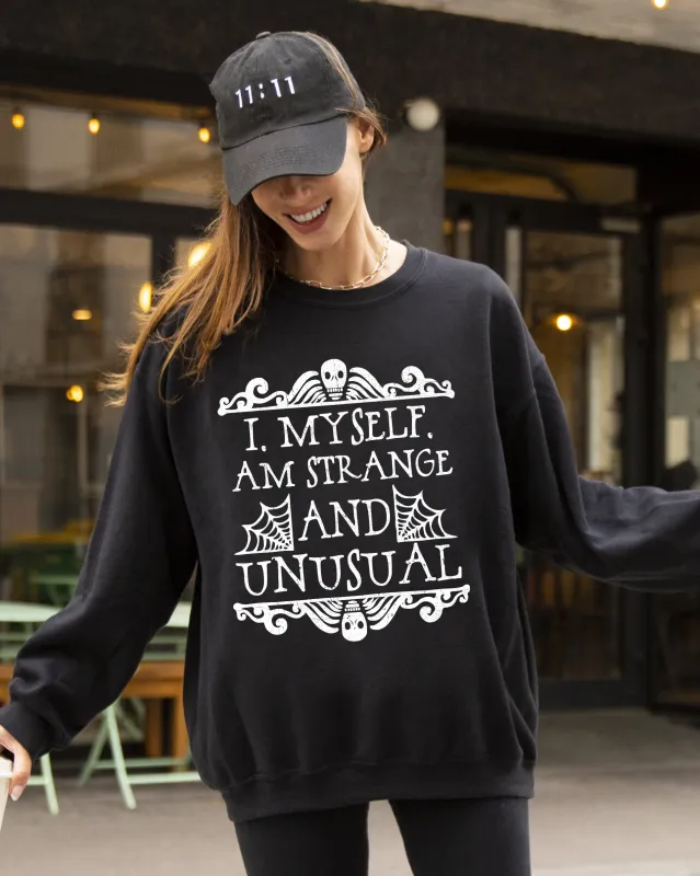 Strange and Unusual, Skeleton, Ghost, Spooky, Scary, Skull, Western, Witch, Aesthetic, Meme, Halloween, Costume Sweatshirt sold by Refinery Number One