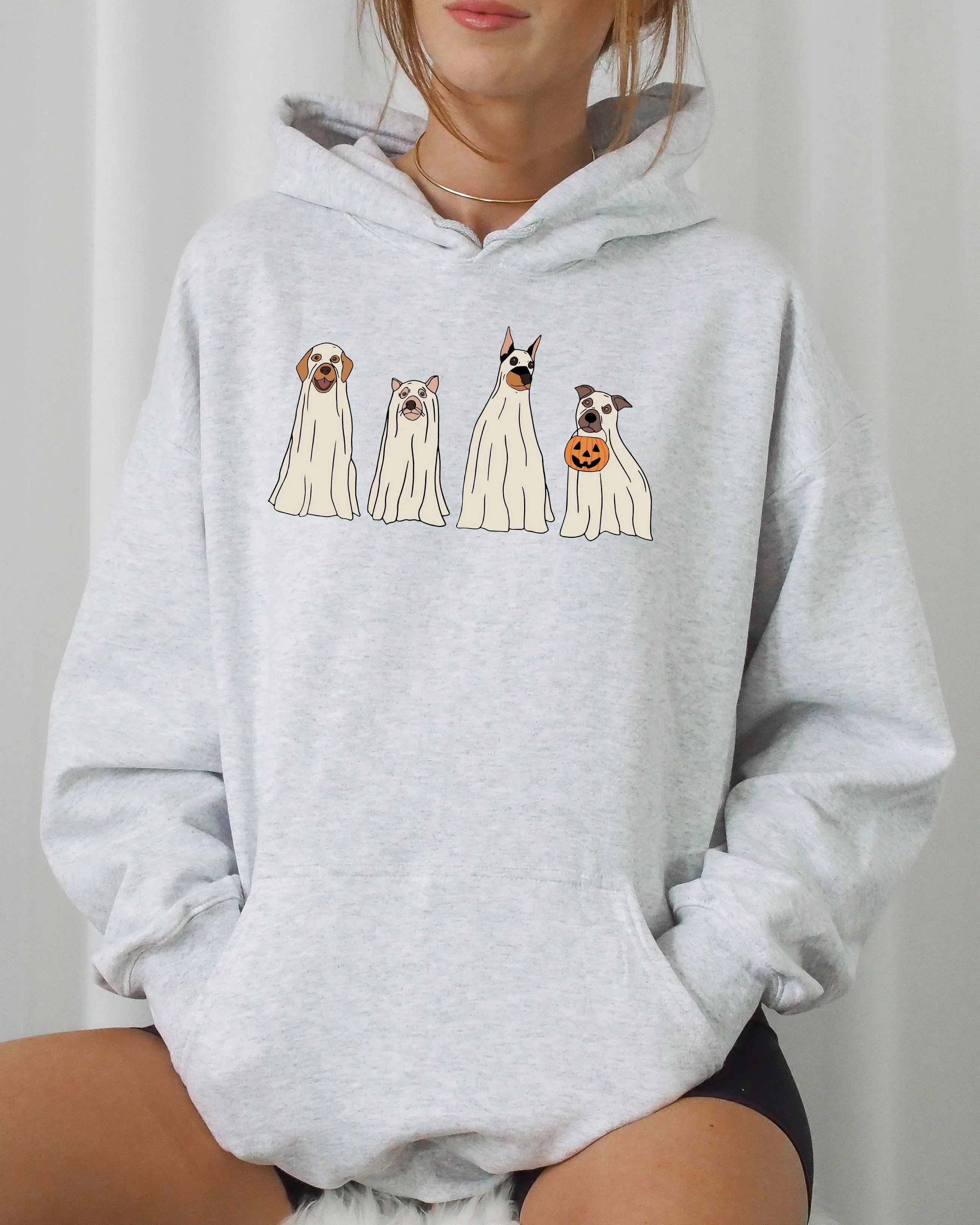 Spooky Ghost Dogs, Bathroom, Funny, Witch, Aesthetic, Meme, Halloween, Spooky, Costume, Hoodie, Hooded Sweatshirt sold by Refinery Number One product image thumbnail 3