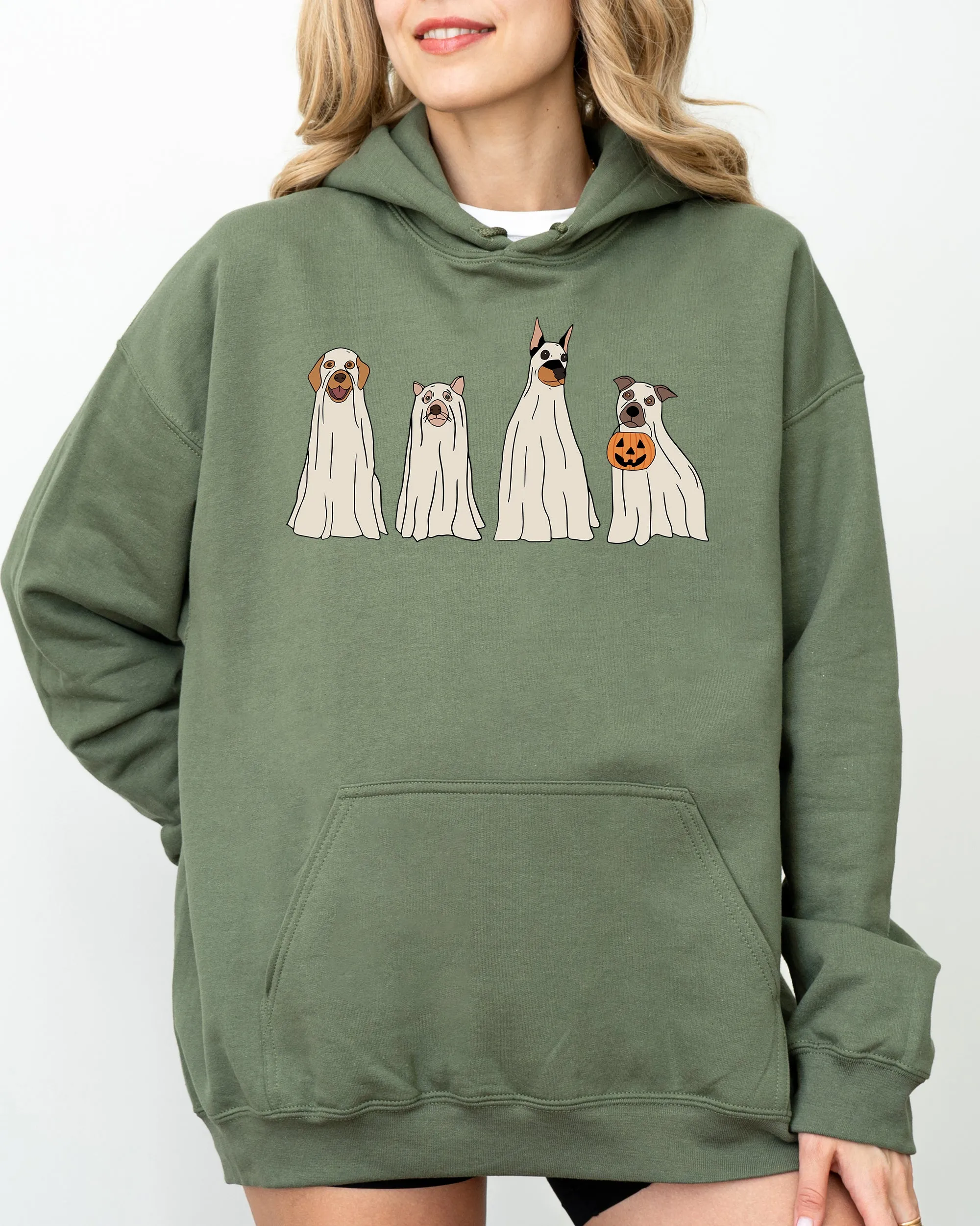 Spooky Ghost Dogs, Bathroom, Funny, Witch, Aesthetic, Meme, Halloween, Spooky, Costume, Hoodie, Hooded Sweatshirt sold by Refinery Number One